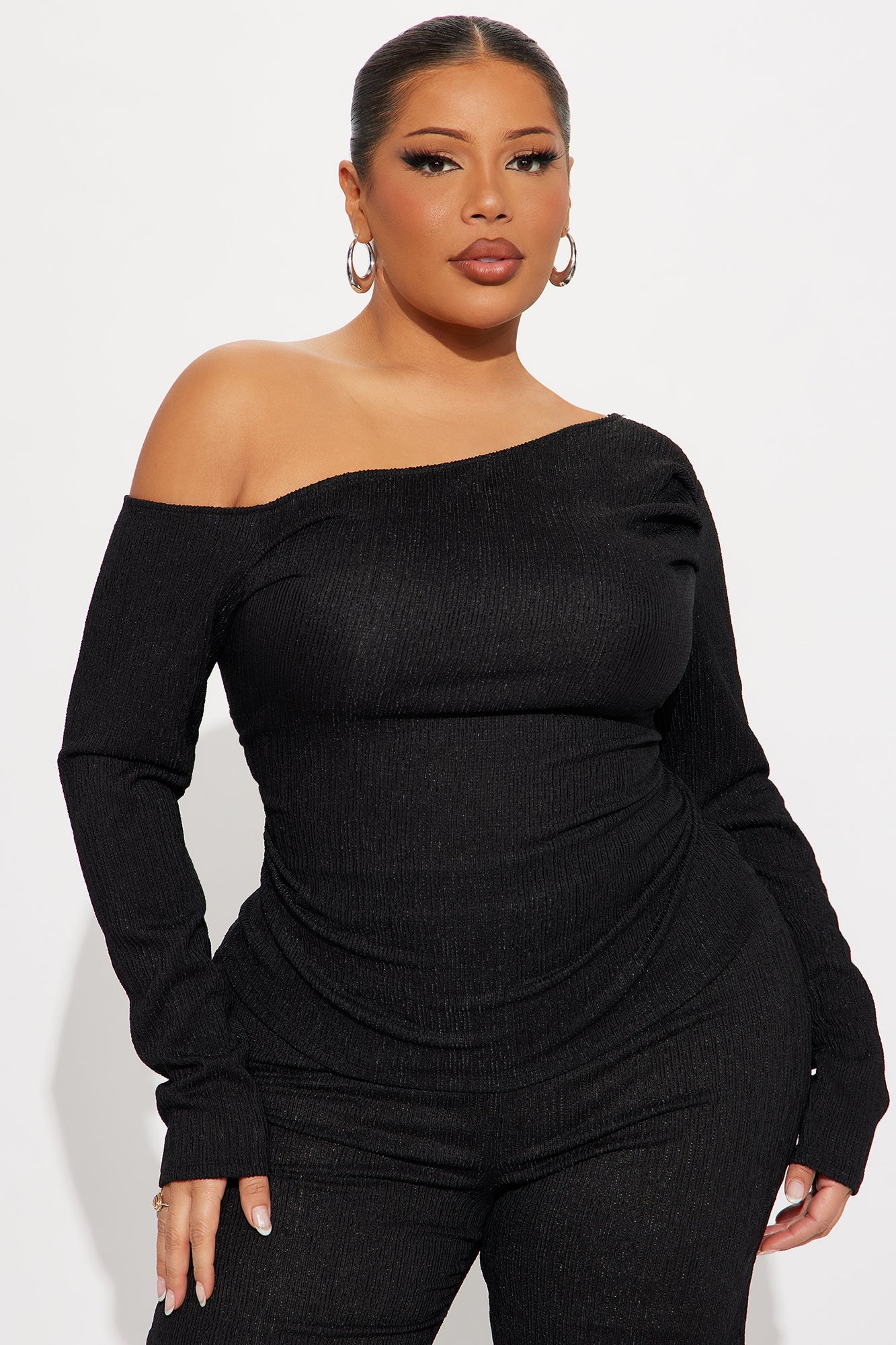 Luna One Shoulder Pant Set - Black