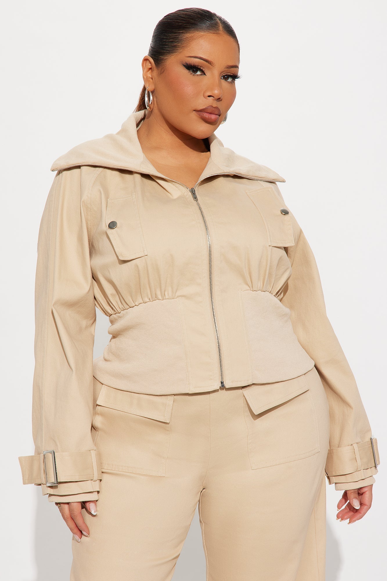 Natasha Twill Jacket Pant Set - Taupe