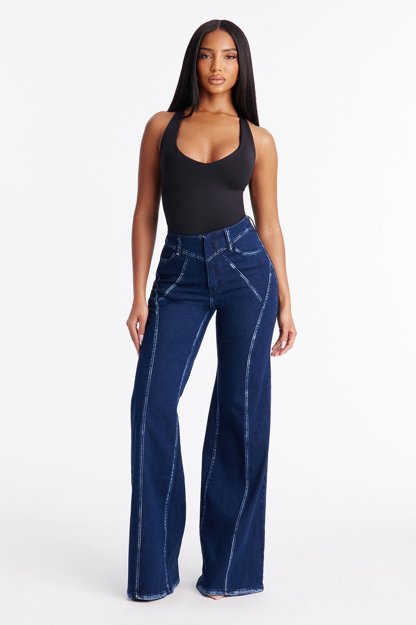 On The Go Wide Leg Jeans - Dark Wash