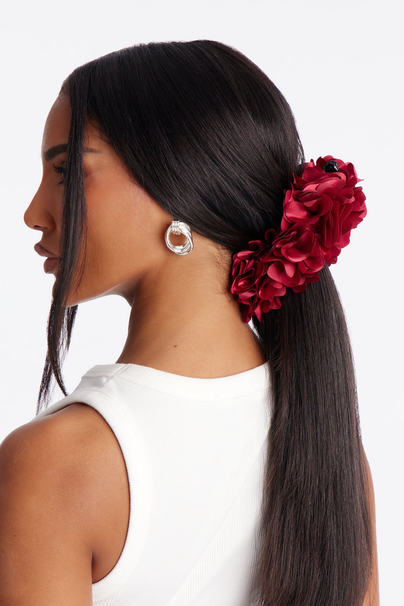 Beauty Of The Night Floral Claw Clip - Red