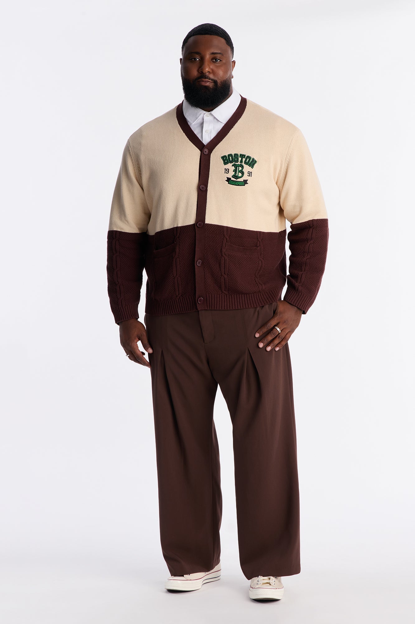 City Wide Cardigan - Brown Combo