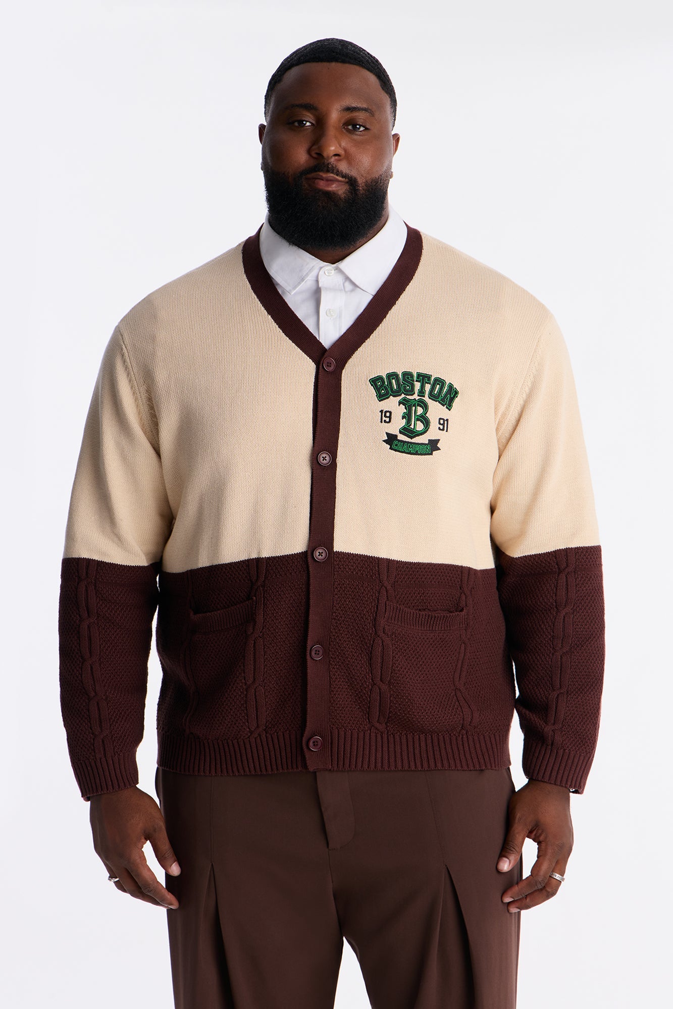 City Wide Cardigan - Brown Combo