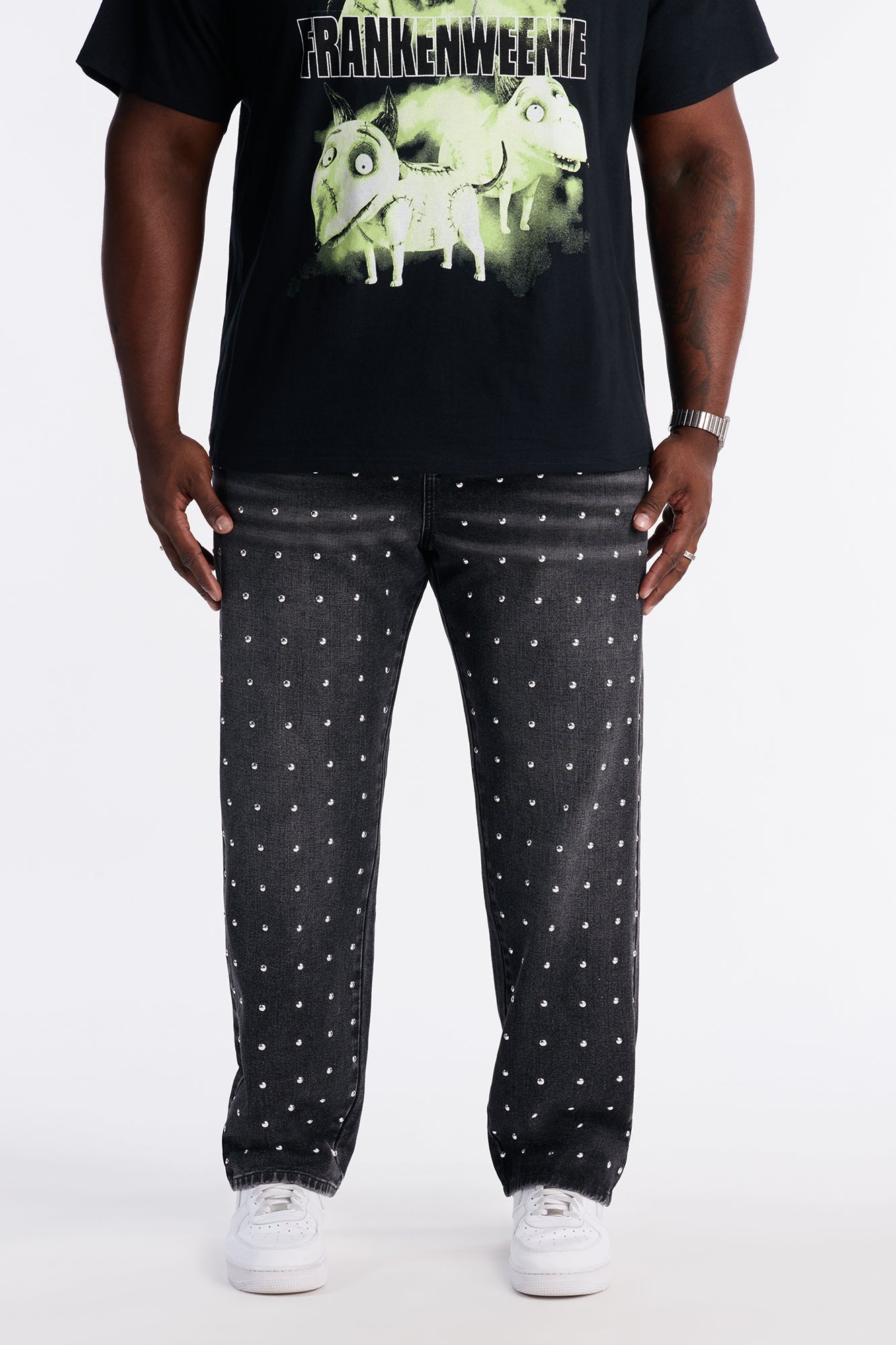 Straight Look At Me Now Studded Jean - Black Wash