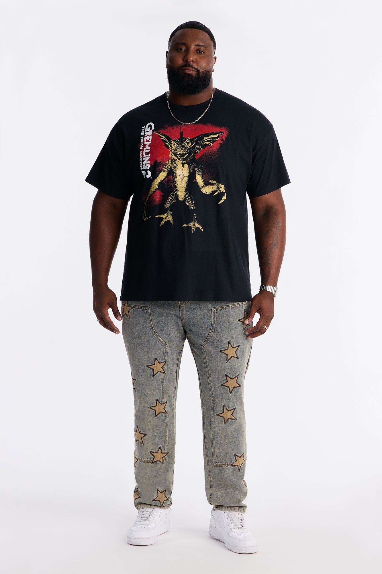 Slim Stars On It Embroidered Carpenter Jean - Light Wash