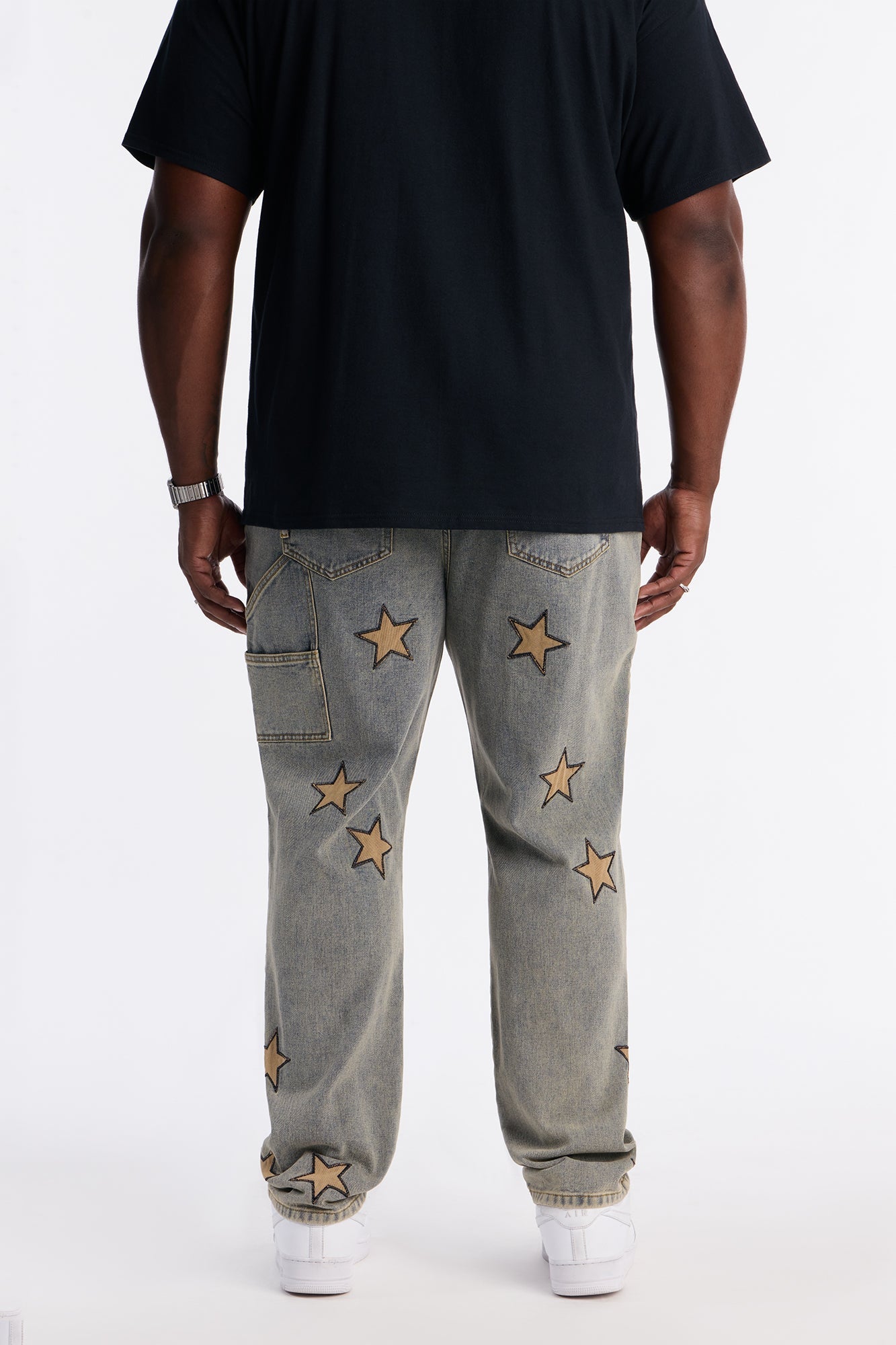Slim Stars On It Embroidered Carpenter Jean - Light Wash