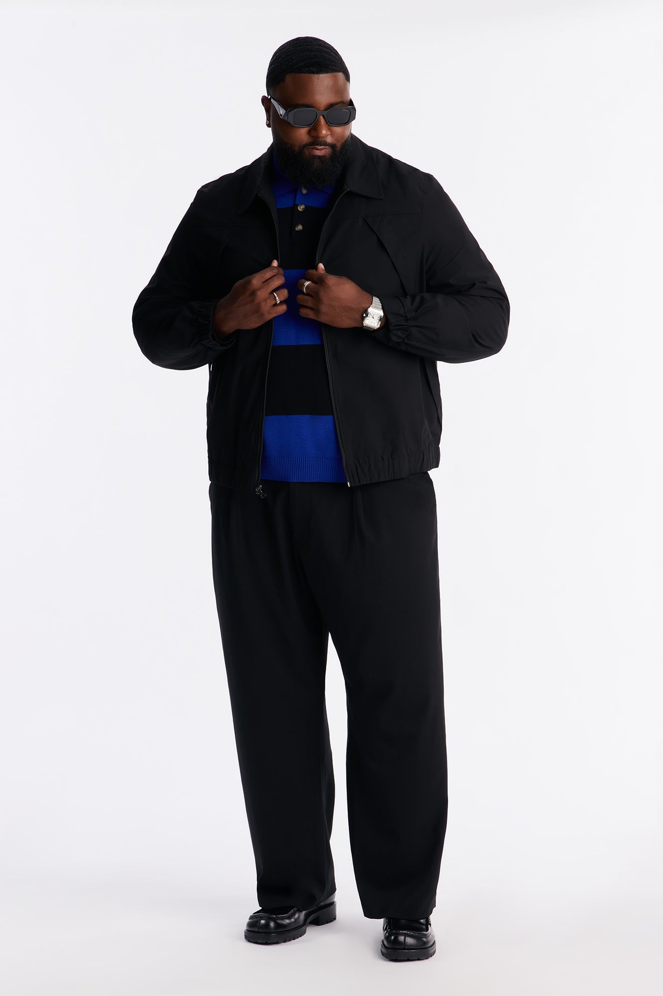 Relaxed Cedric Stretch Zip Tech Jacket - Black