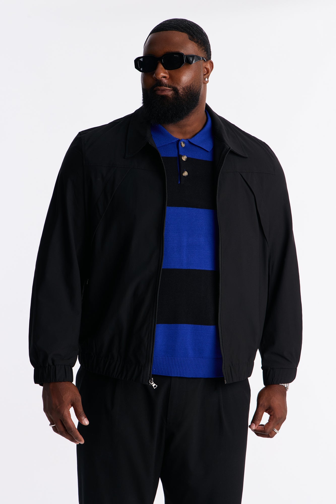 Relaxed Cedric Stretch Zip Tech Jacket - Black