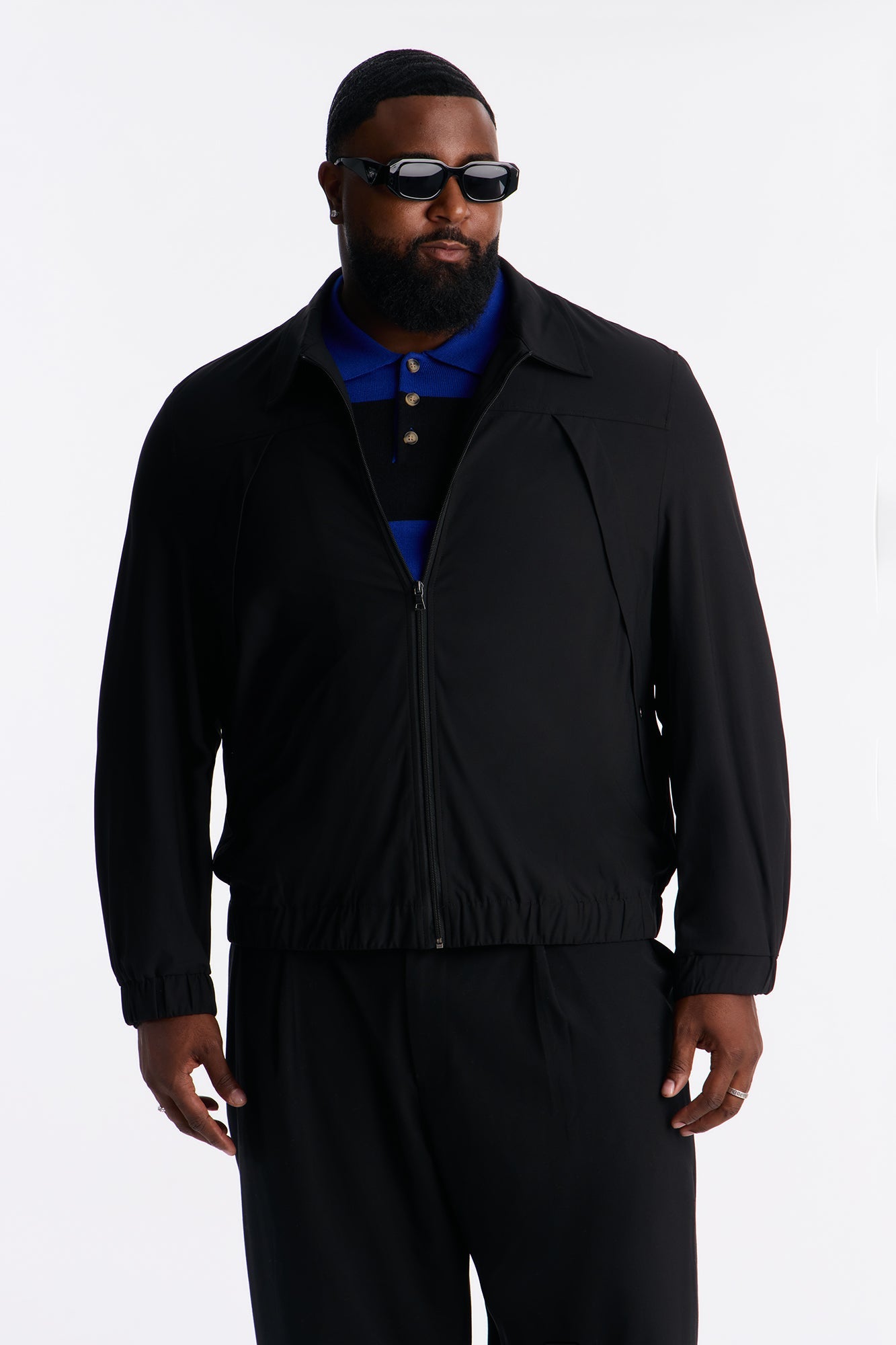 Relaxed Cedric Stretch Zip Tech Jacket - Black