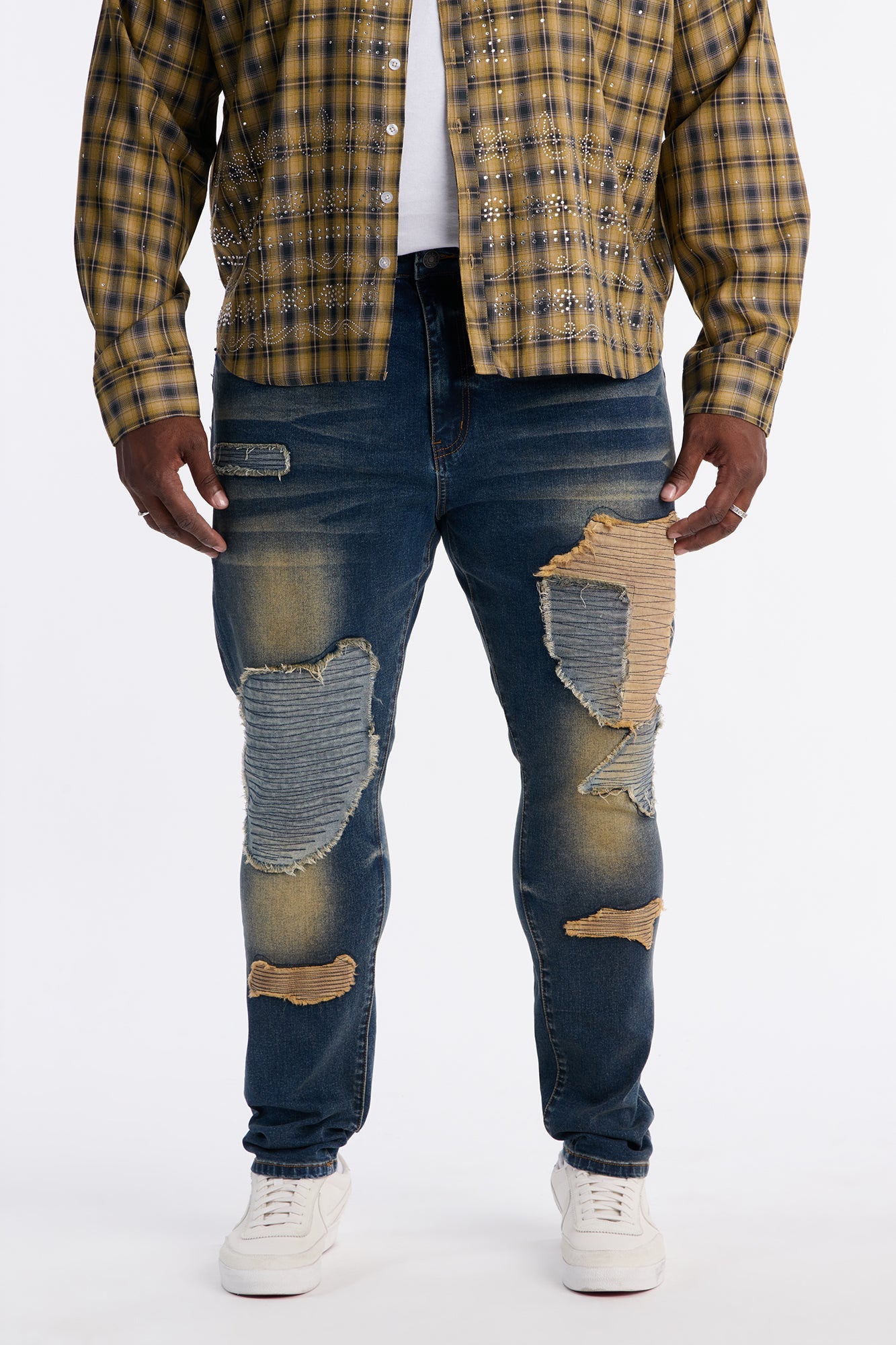 Skinny Hardknock Patch Jean - Dark Wash