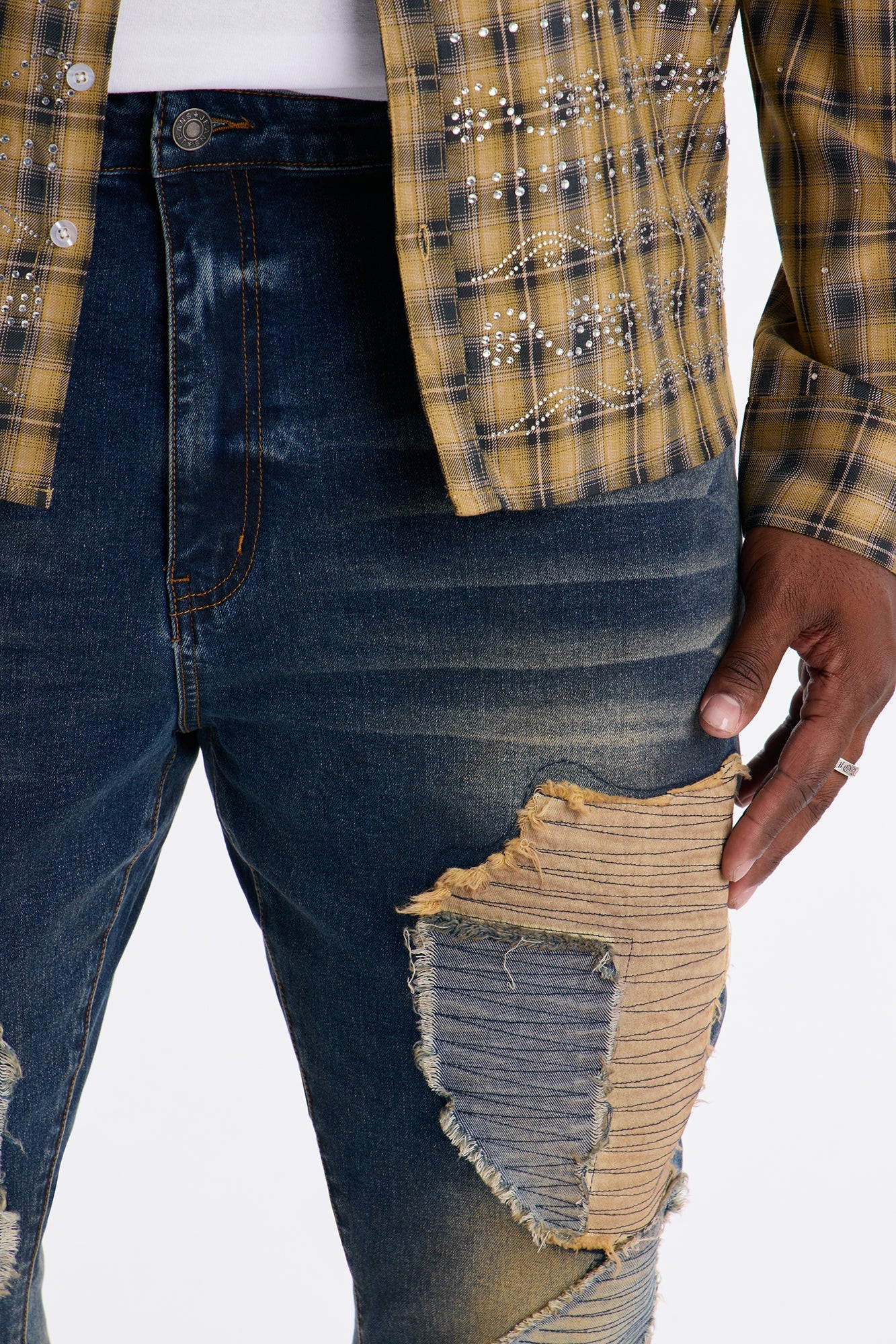 Skinny Hardknock Patch Jean - Dark Wash