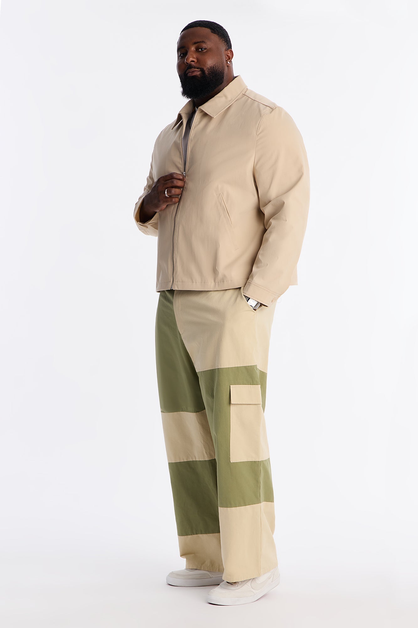 Baggy Colorblocked Cargo Pant - Green