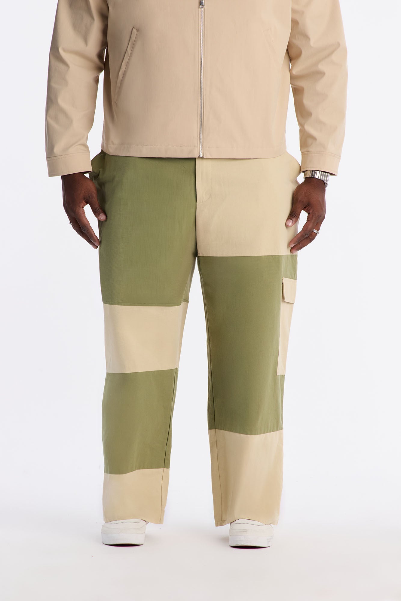 Baggy Colorblocked Cargo Pant - Green