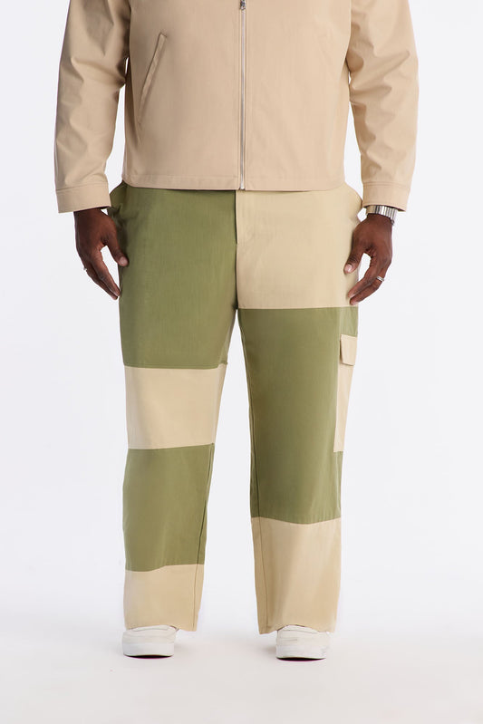 Baggy Colorblocked Cargo Pant - Green