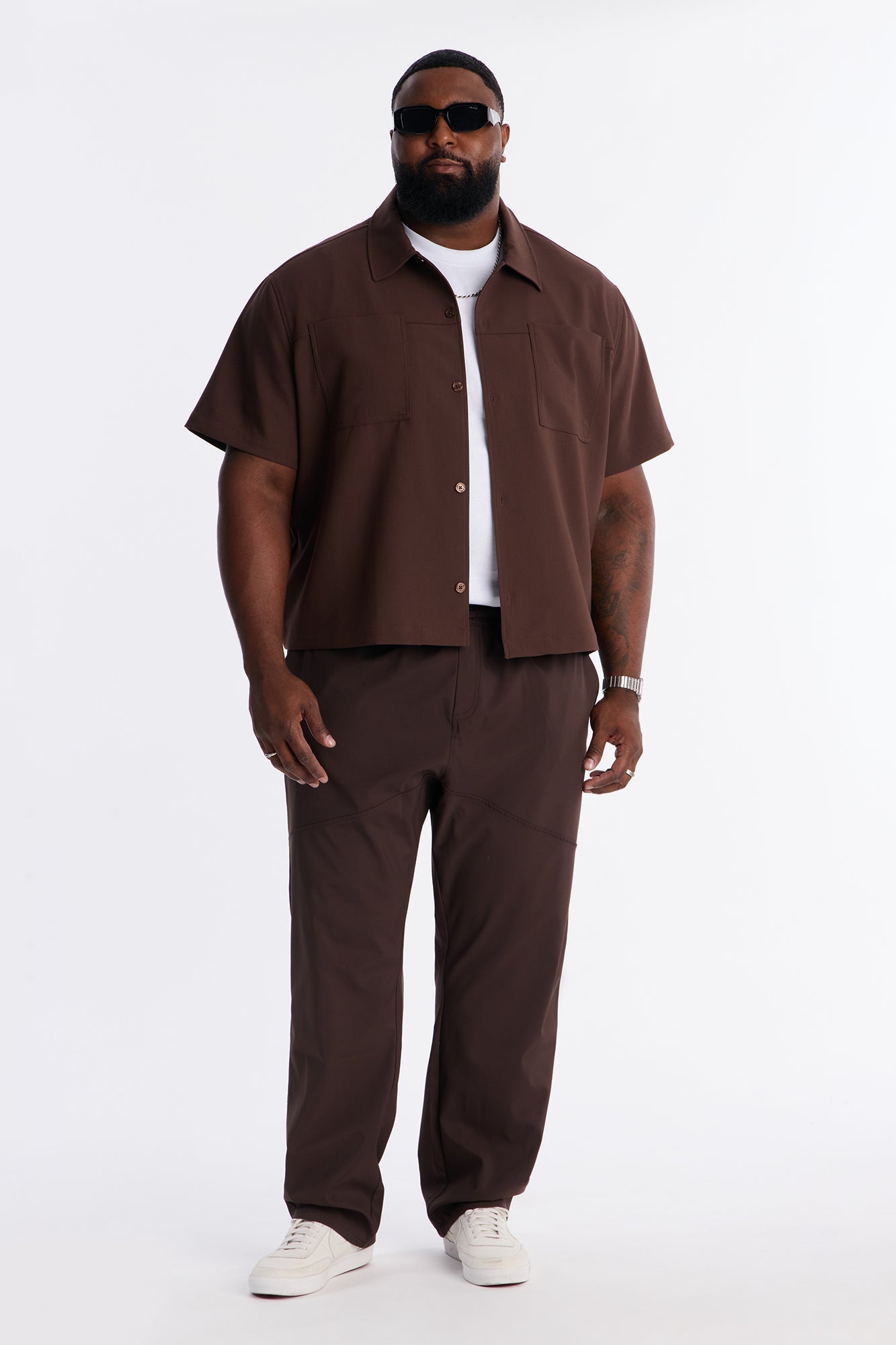 Slim Skull Embroidered Pant - Brown