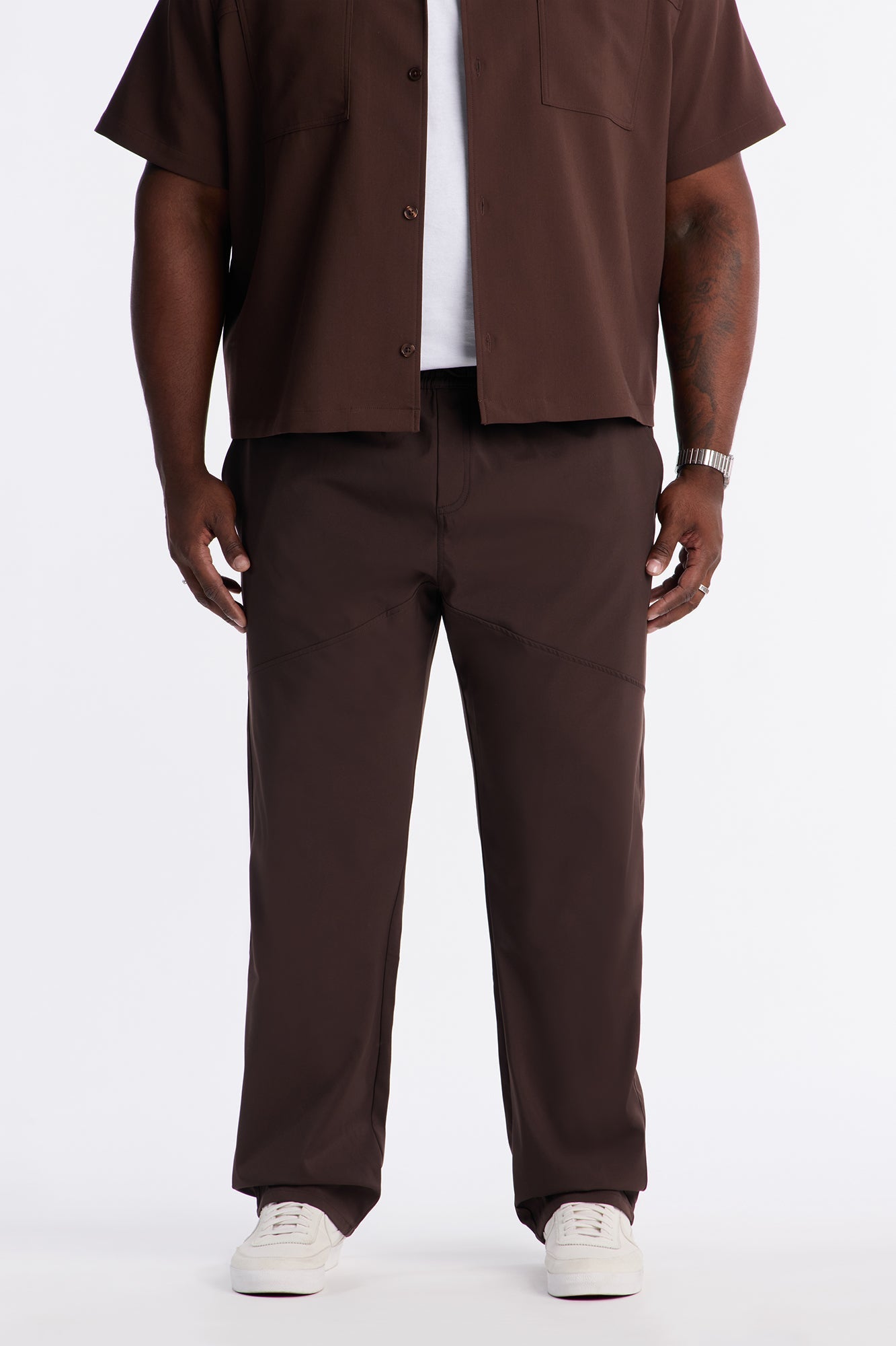 Slim Skull Embroidered Pant - Brown