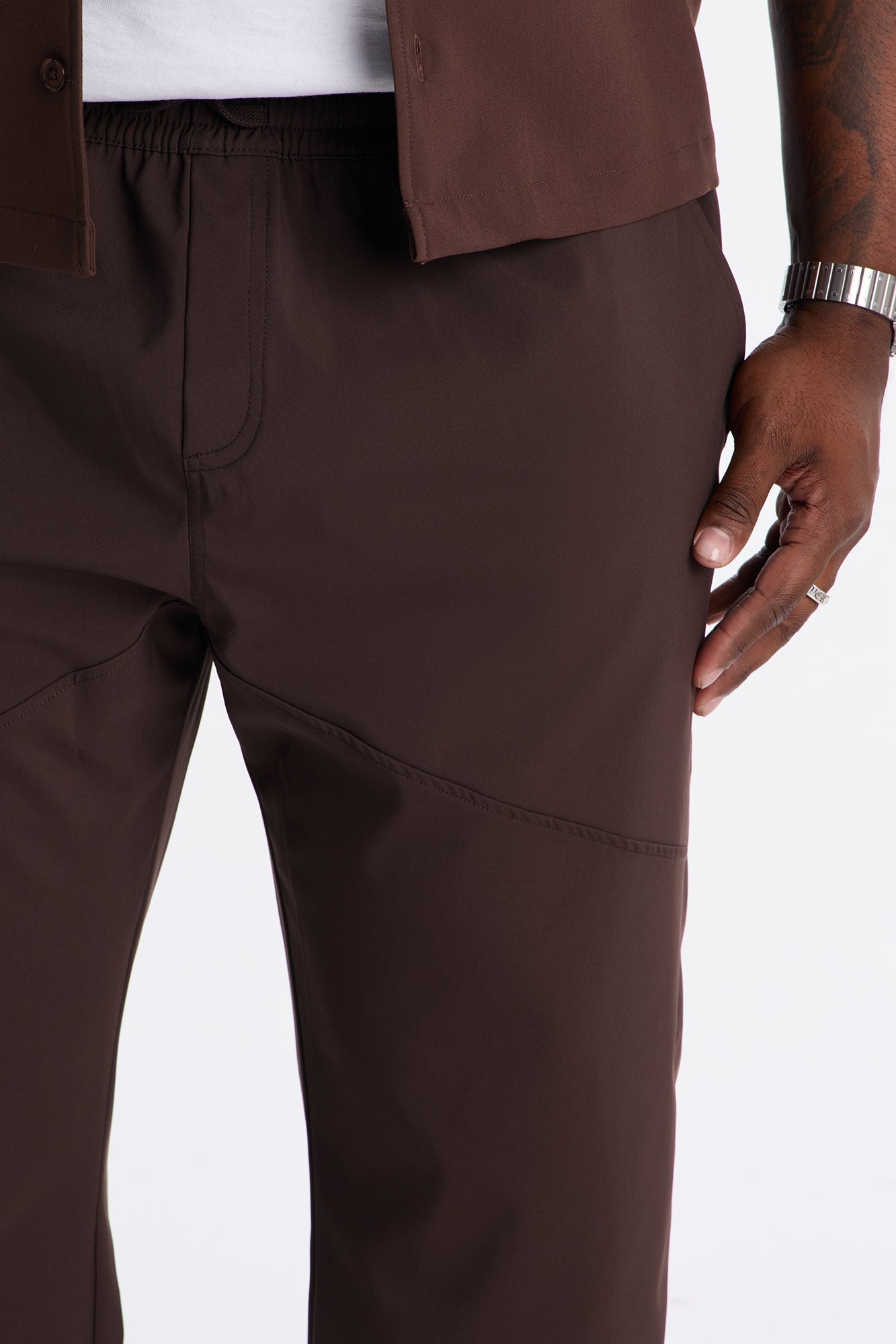 Slim Skull Embroidered Pant - Brown