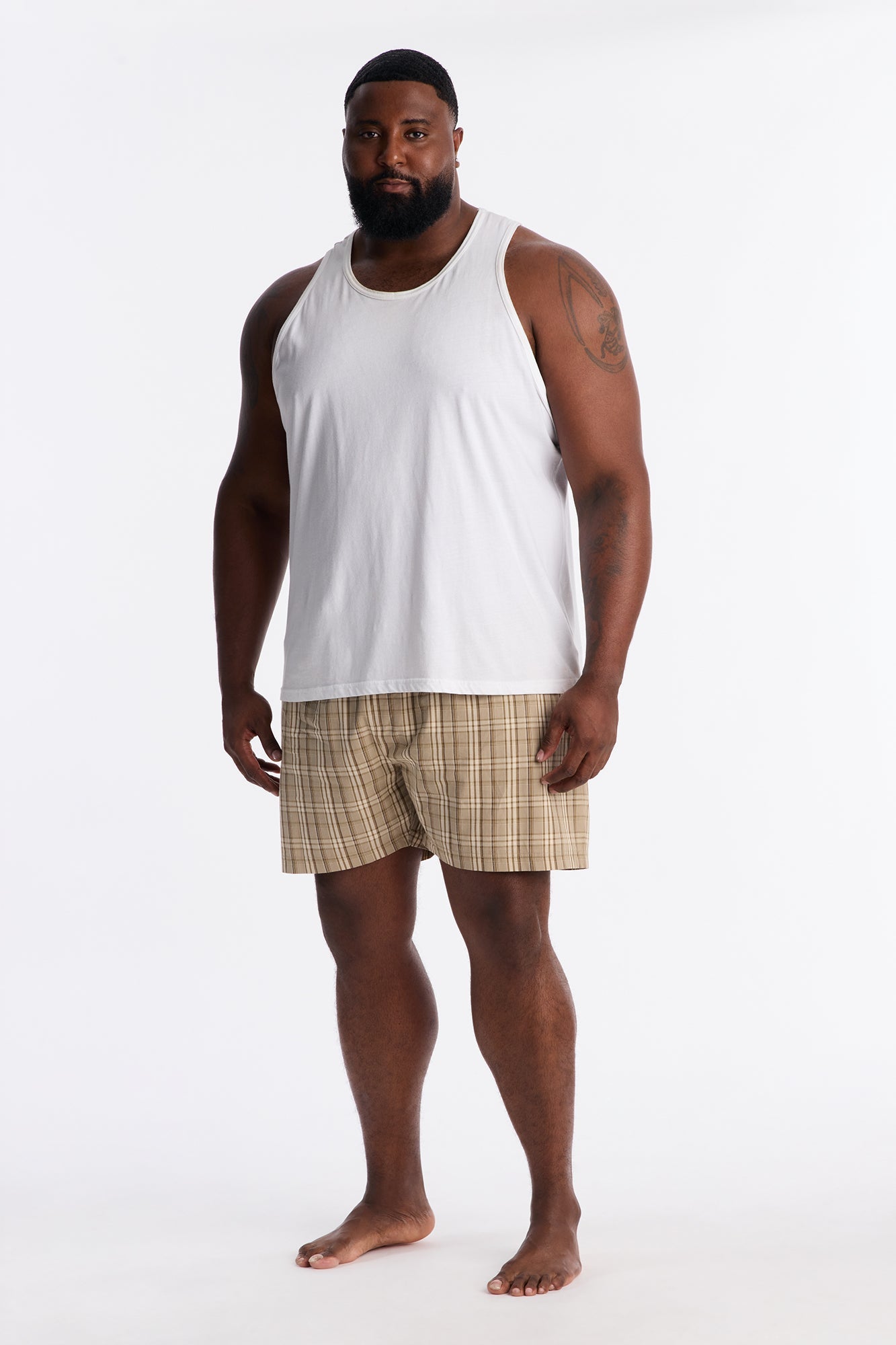 Classic Plaid Cotton Boxer - Tan