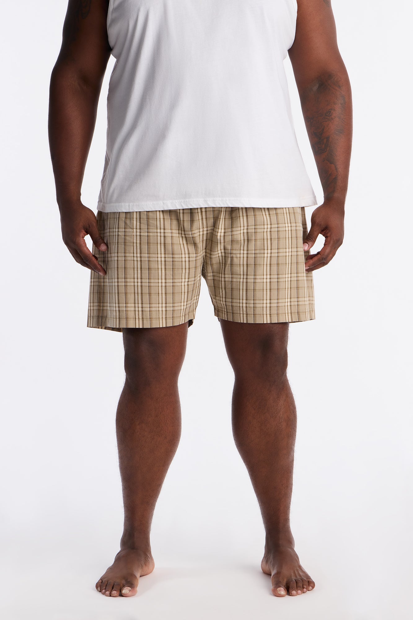 Classic Plaid Cotton Boxer - Tan