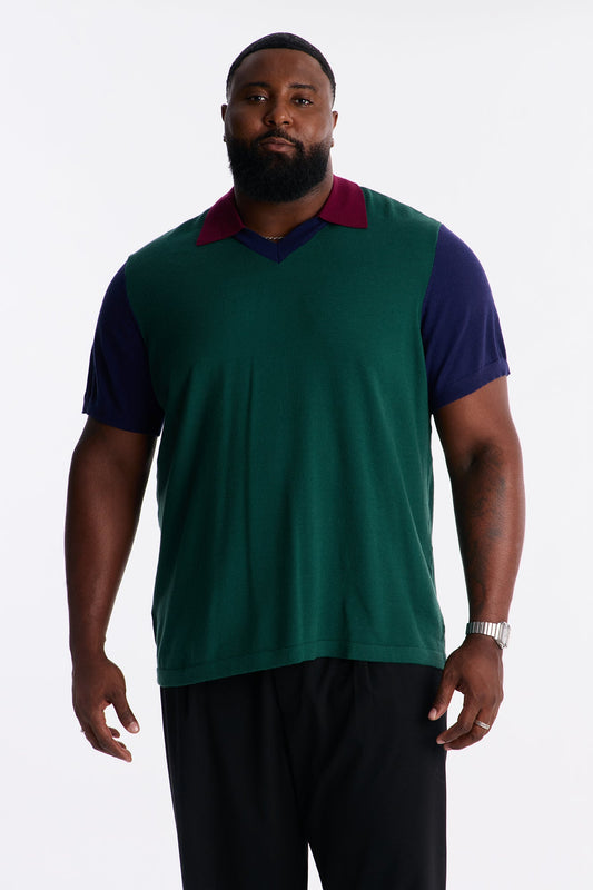 Relaxed New Money Color Block Polo - Green/combo