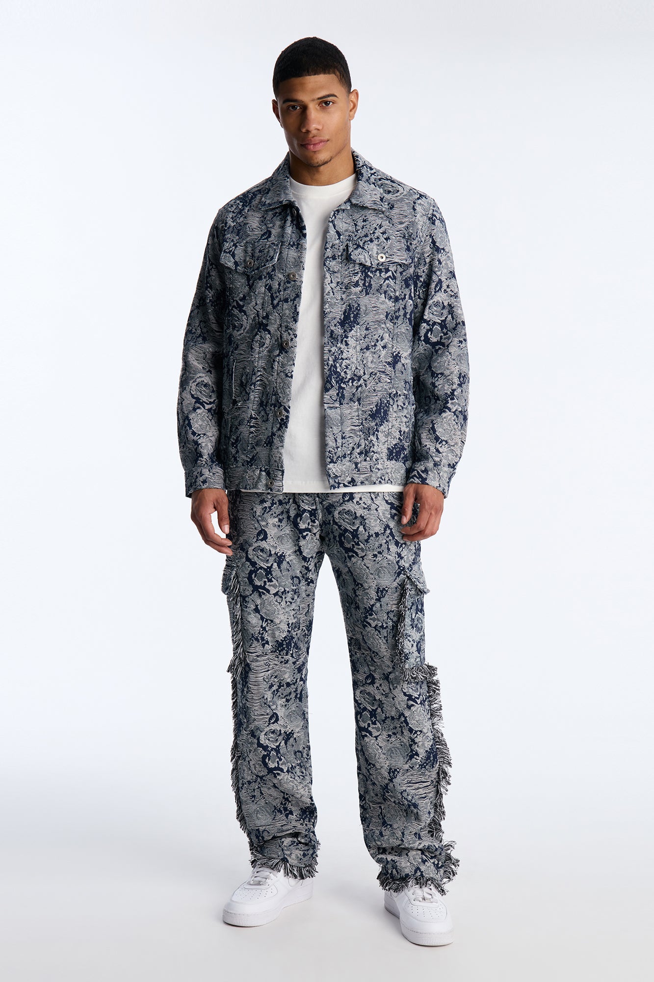 Straight Within The Roses Tapestry Cargo Pant - Navy/combo