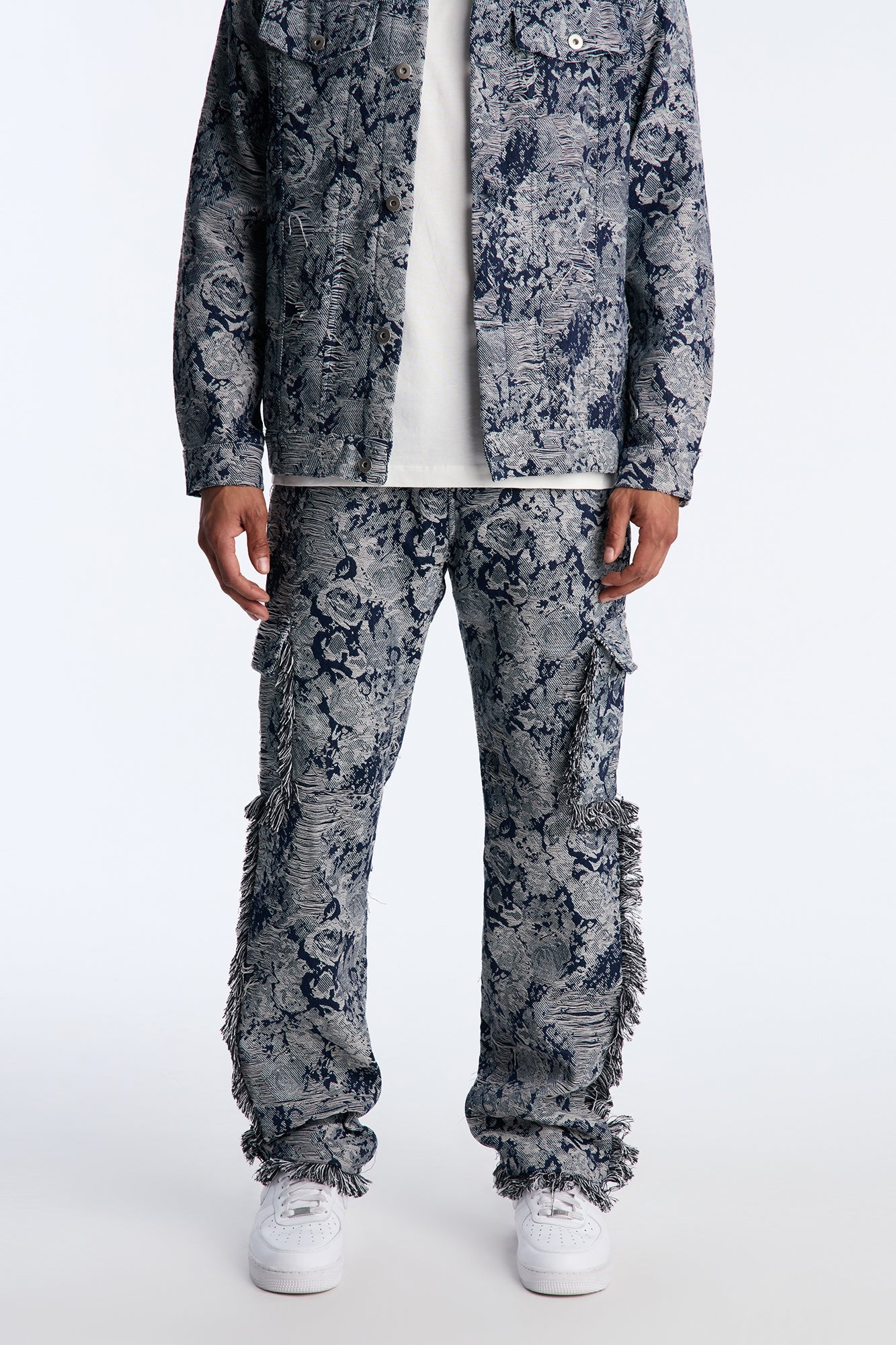 Straight Within The Roses Tapestry Cargo Pant - Navy/combo