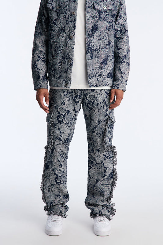 Straight Within The Roses Tapestry Cargo Pant - Navy/combo