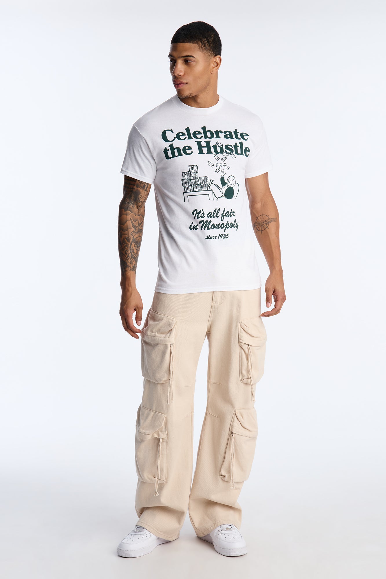 Monopoly Celebrate The Hustle Short Sleeve Tee - White