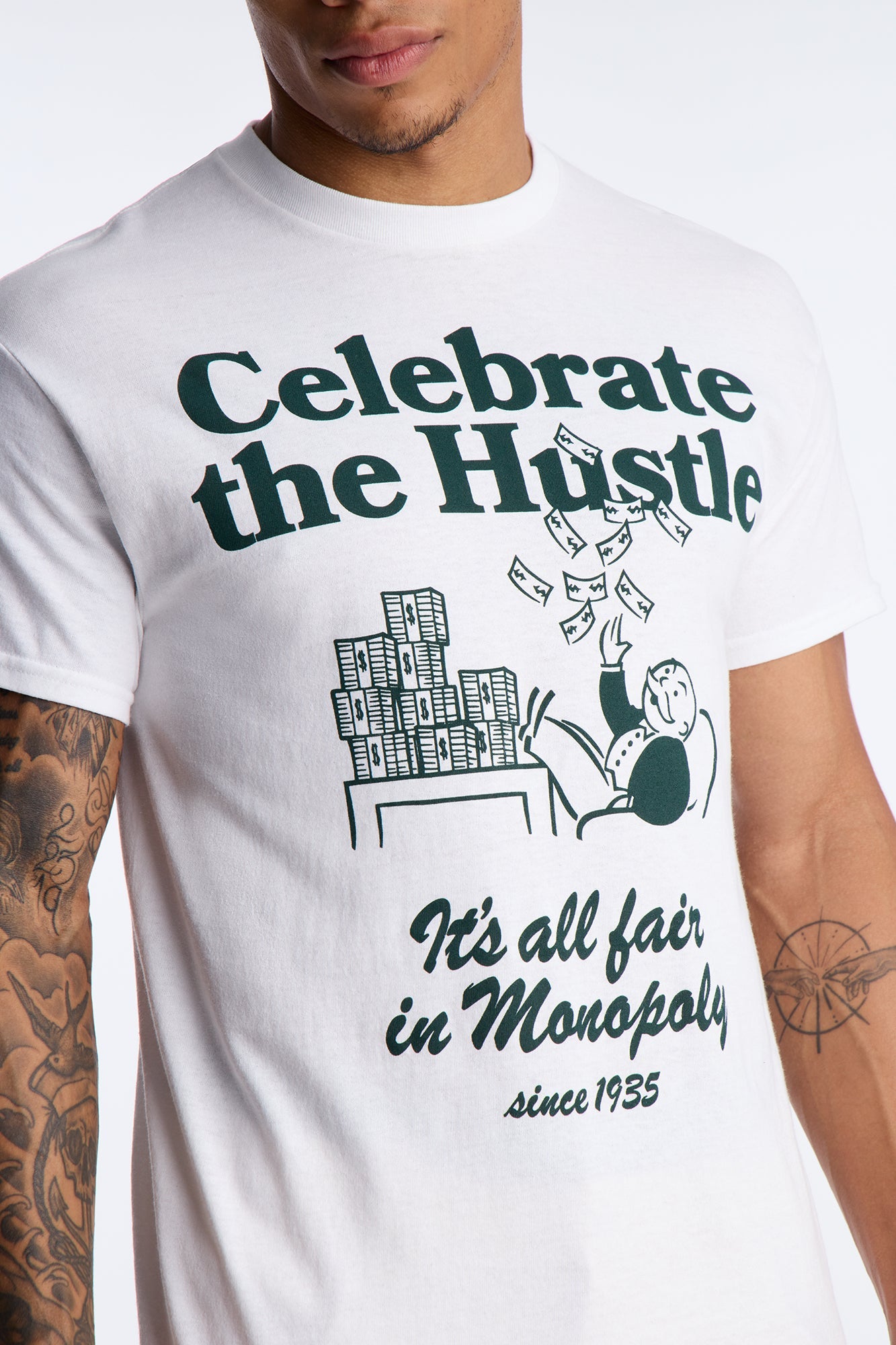 Monopoly Celebrate The Hustle Short Sleeve Tee - White