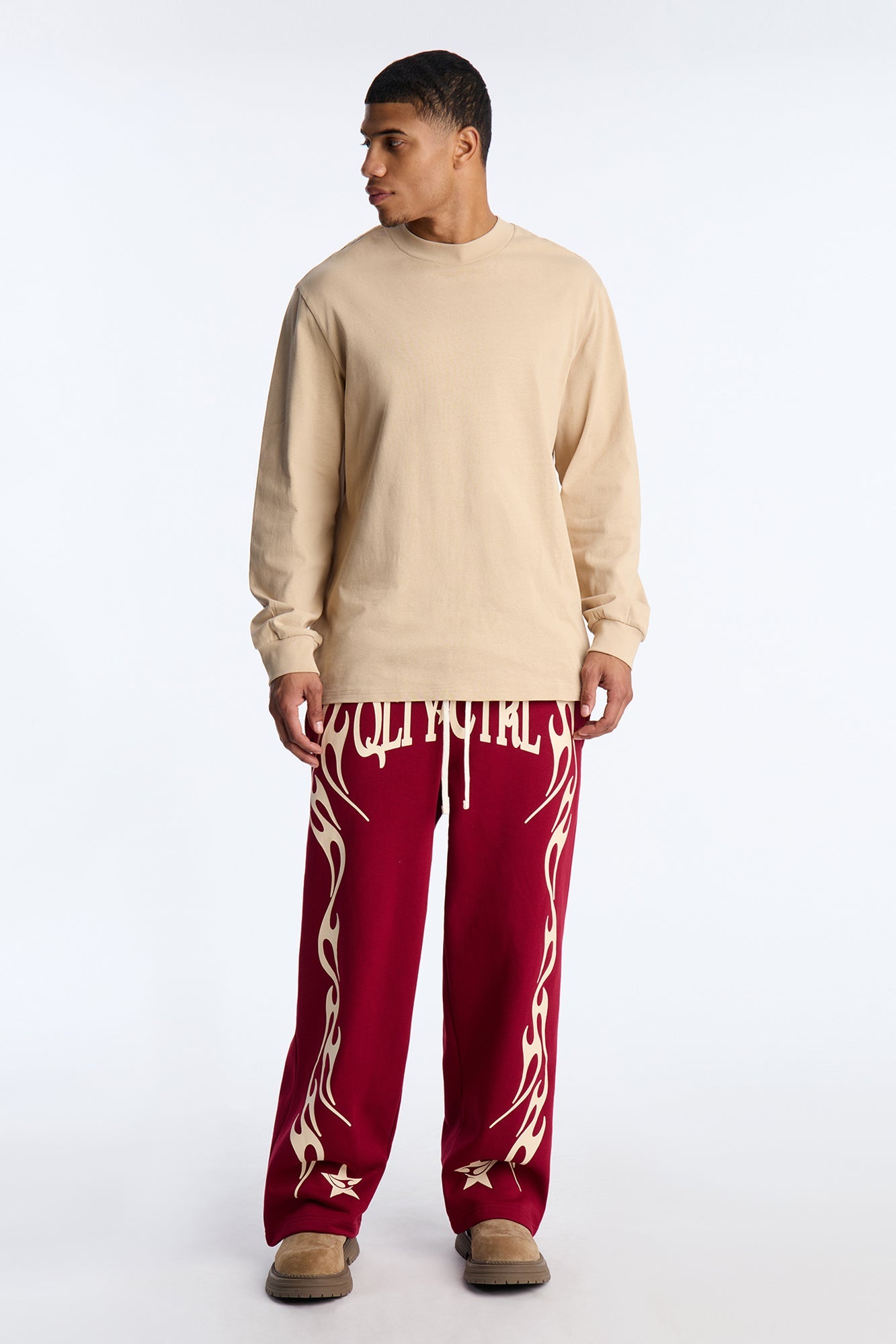 Relaxed Under Control Straight Sweatpants - Red