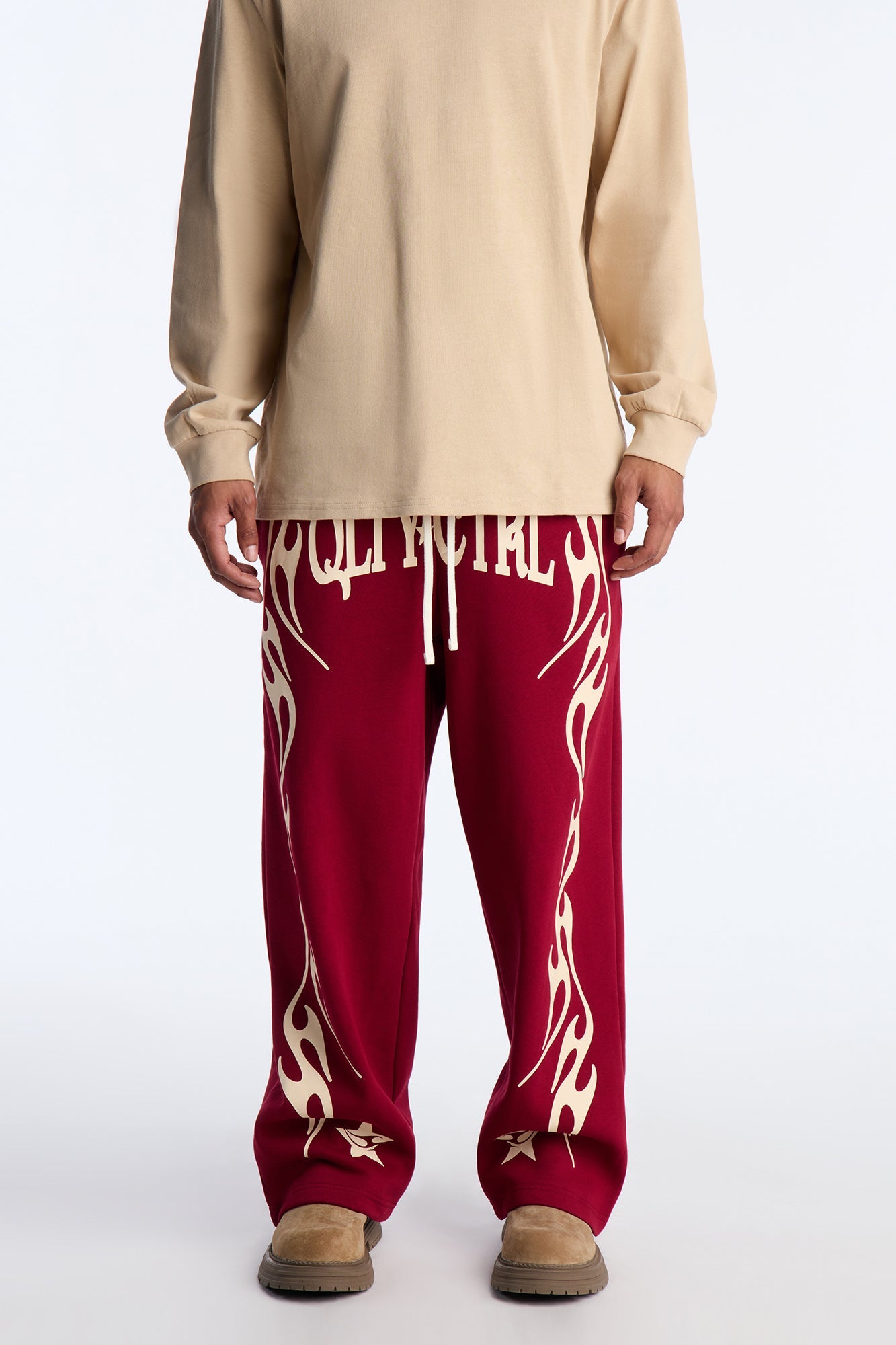 Relaxed Under Control Straight Sweatpants - Red