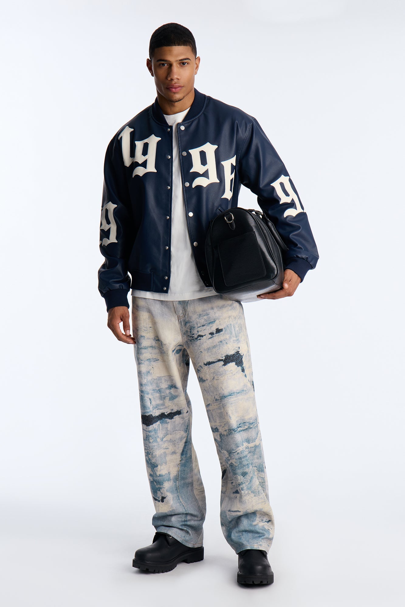 Baggy Be Bad Printed Distressed Pant - Blue/combo