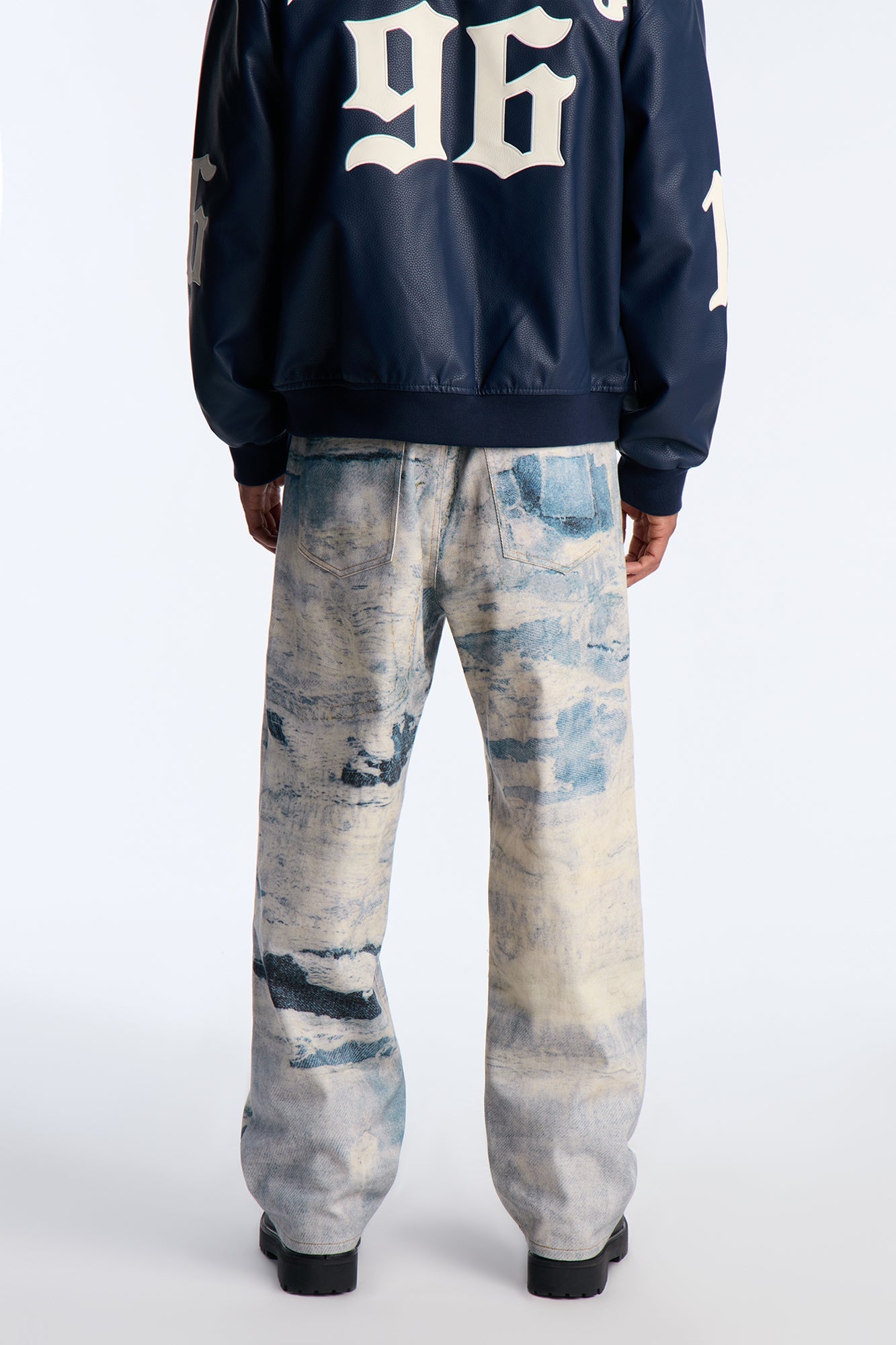 Baggy Be Bad Printed Distressed Pant - Blue/combo