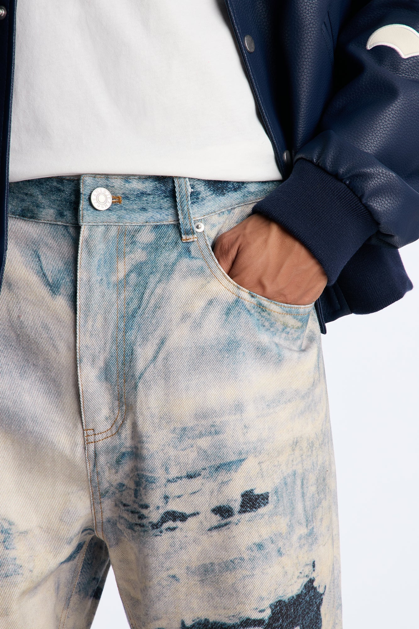 Baggy Be Bad Printed Distressed Pant - Blue/combo