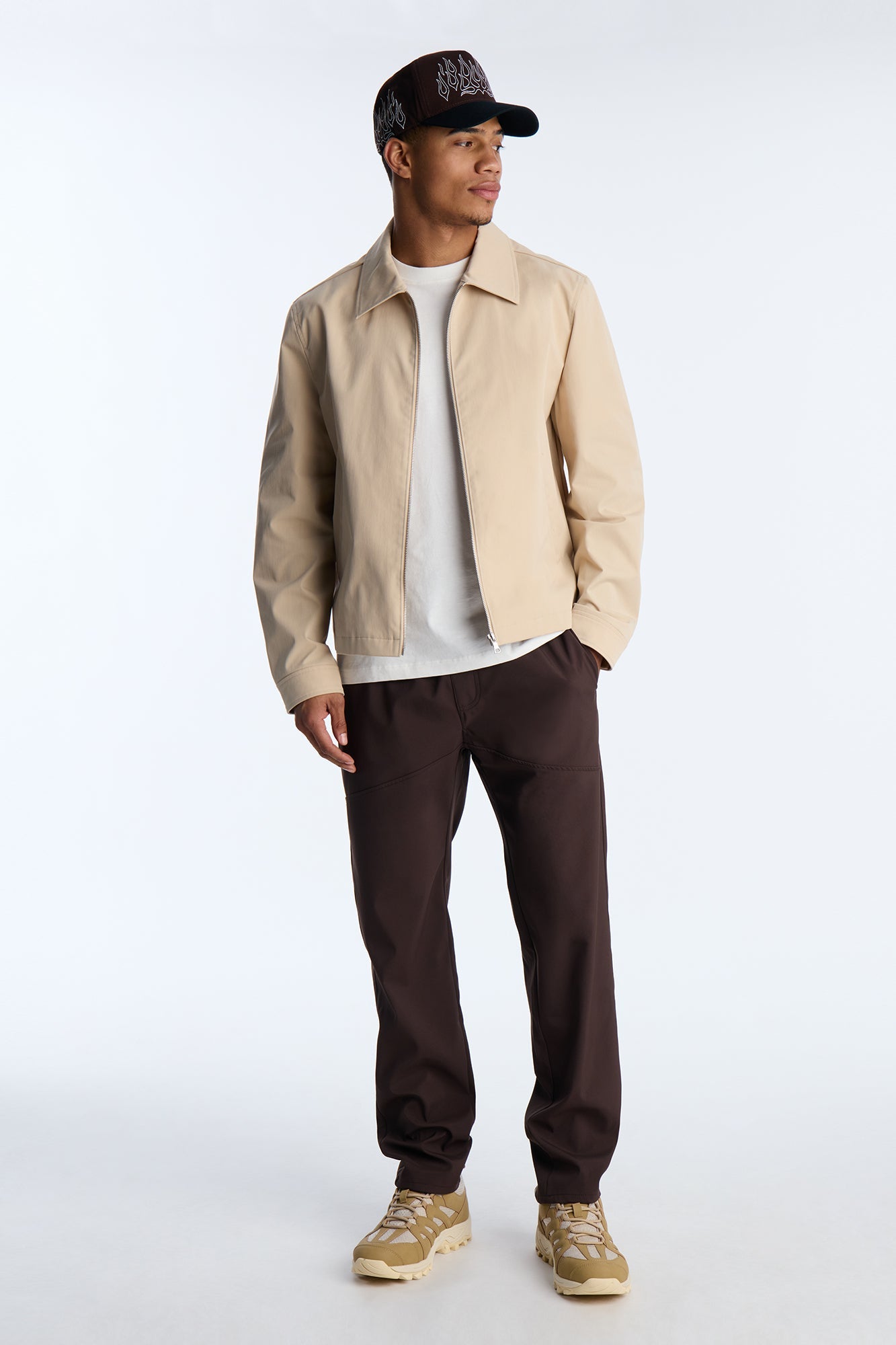 Slim Skull Embroidered Pant - Brown