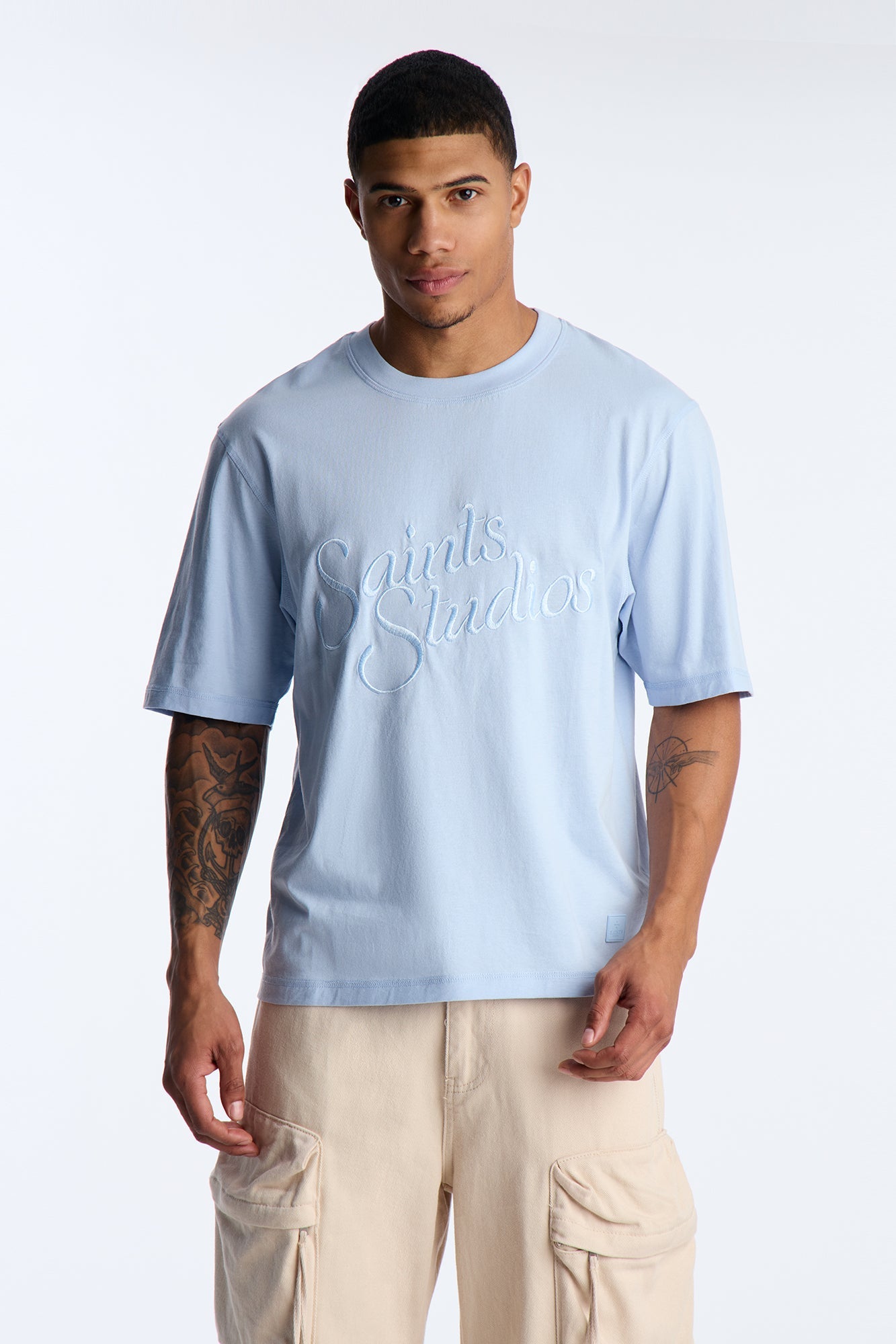 Saint Studios Knit Crew Tee - Dusty Blue
