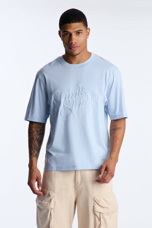 Saint Studios Knit Crew Tee - Dusty Blue