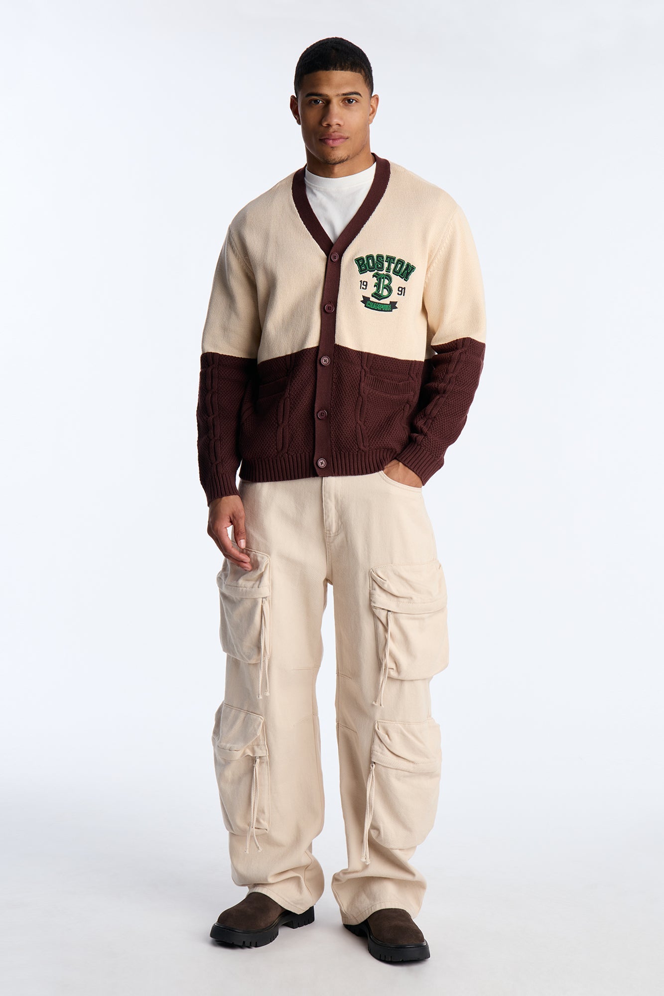 City Wide Cardigan - Brown Combo