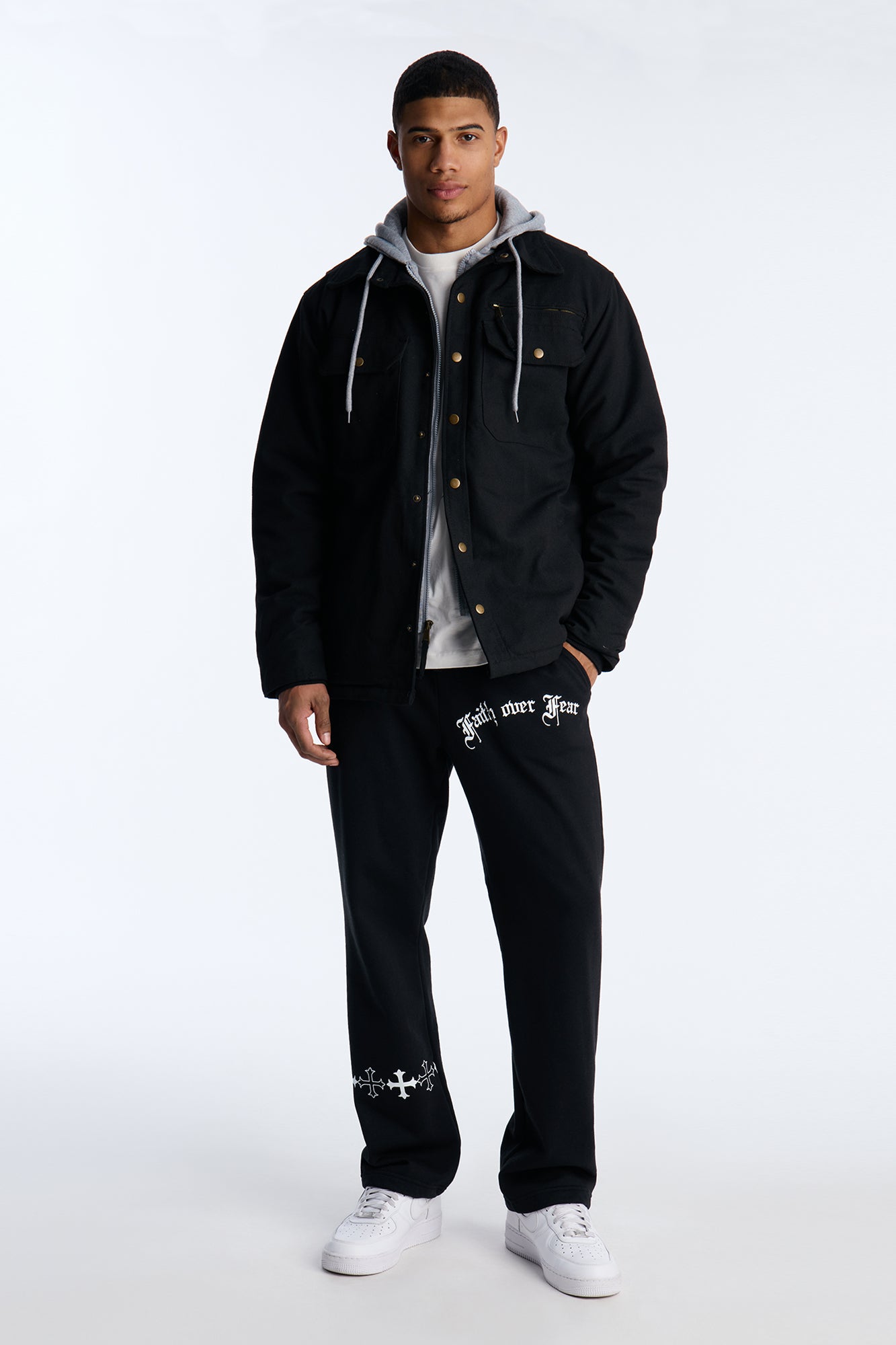 Faith Over Fear Baggy Sweatpants - Black