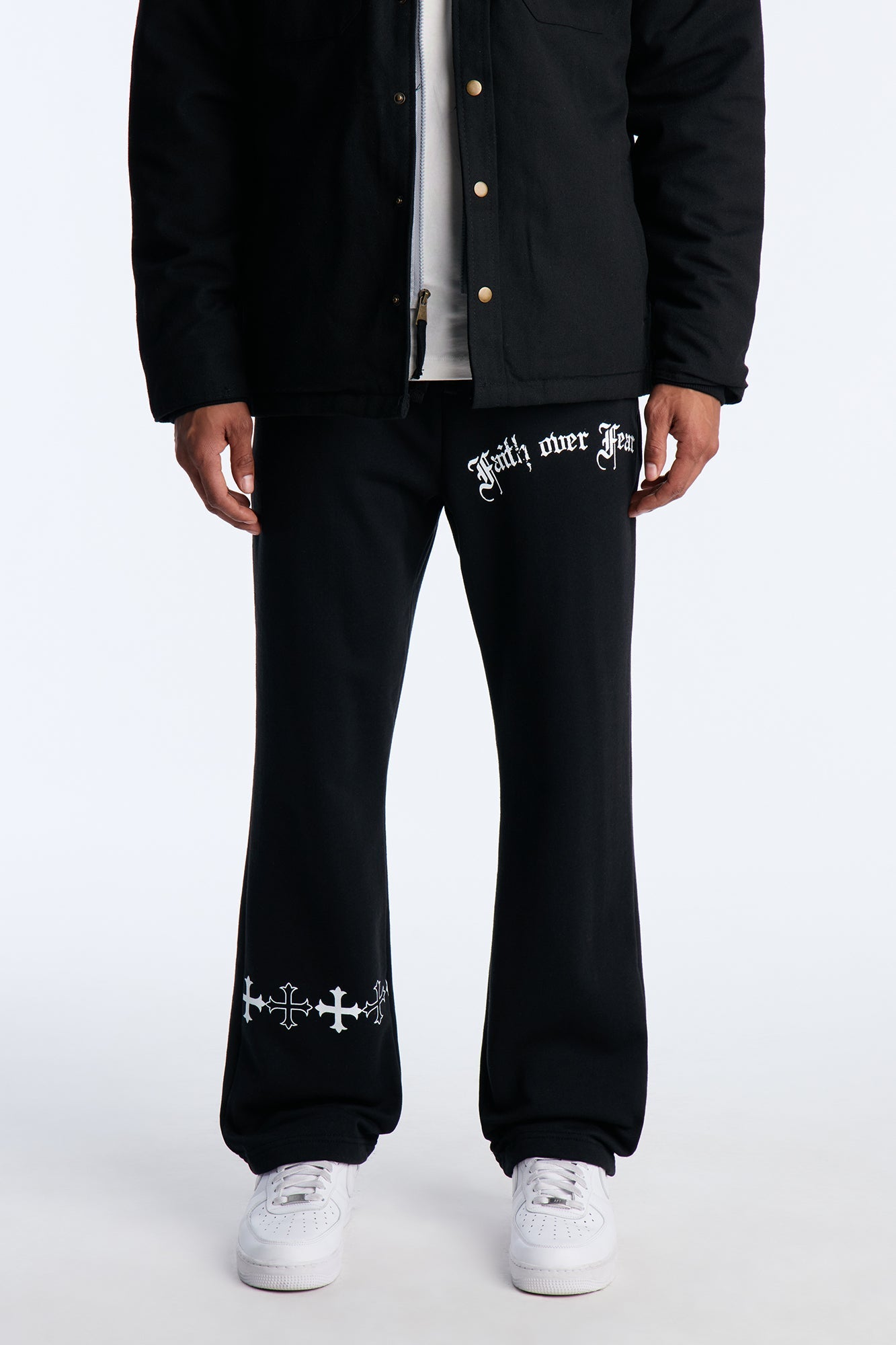 Faith Over Fear Baggy Sweatpants - Black