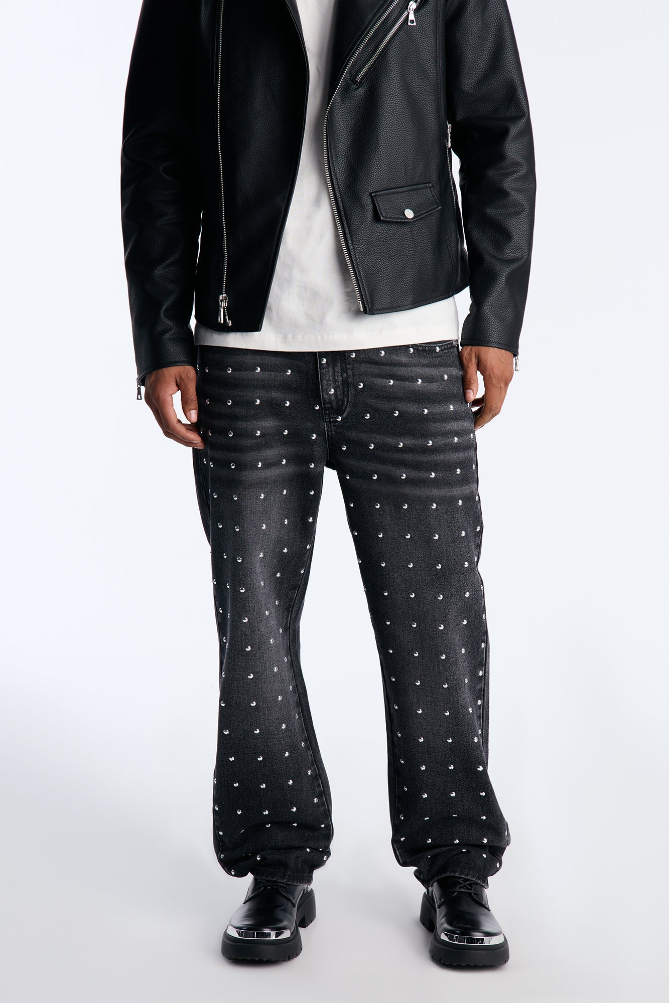 Straight Look At Me Now Studded Jean - Black Wash
