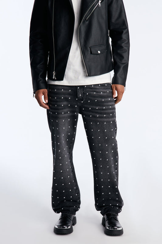 Straight Look At Me Now Studded Jean - Black Wash