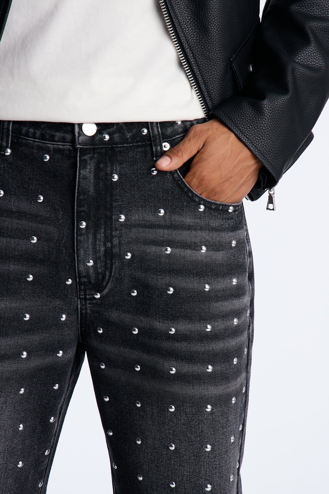 Straight Look At Me Now Studded Jean - Black Wash