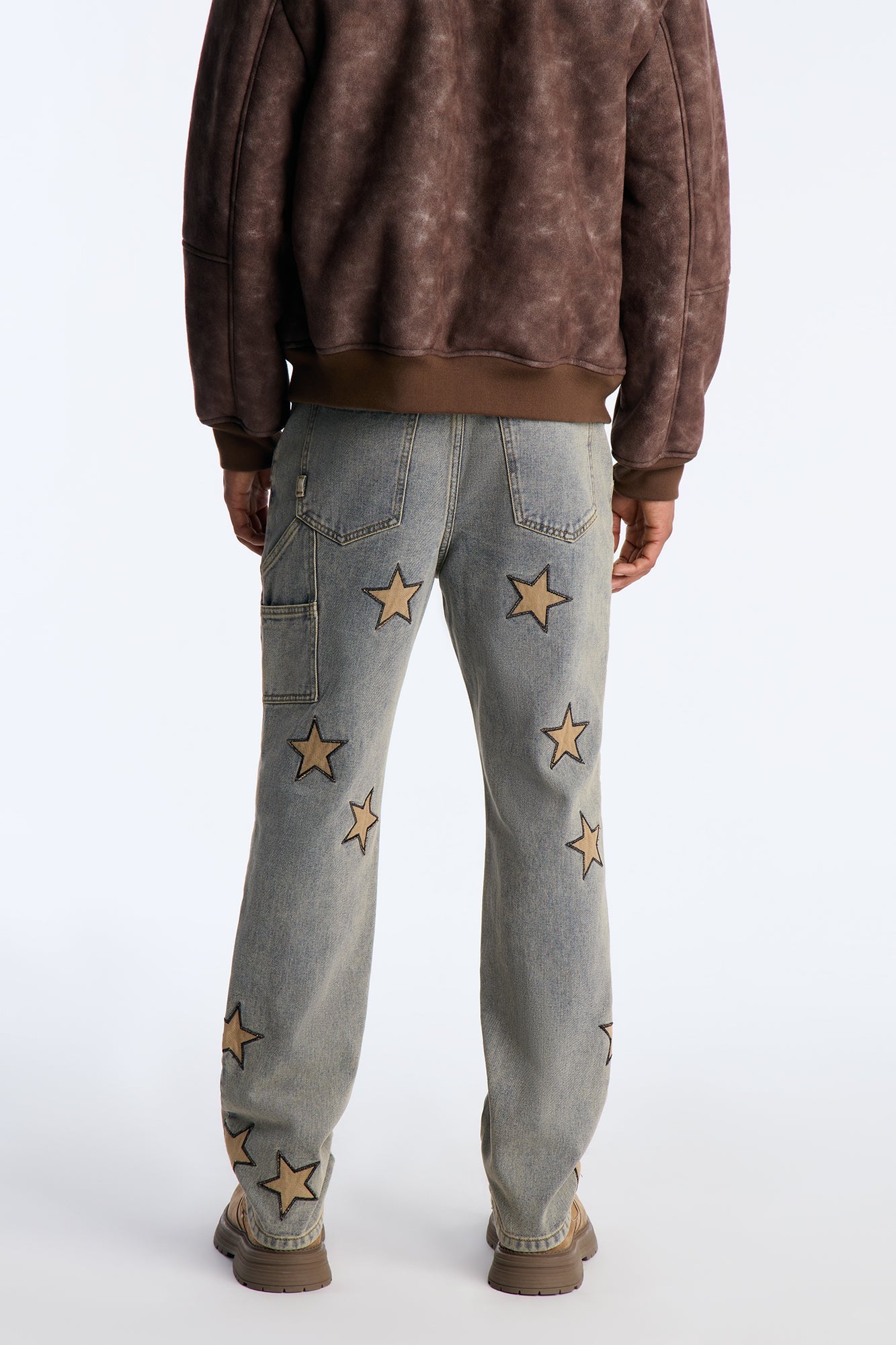 Slim Stars On It Embroidered Carpenter Jean - Light Wash