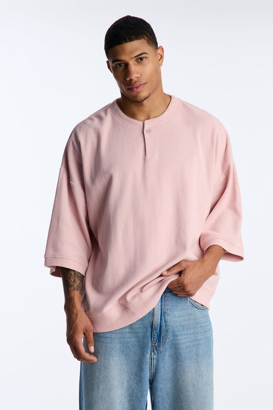 Relaxed Fit Classic Henley - Mauve