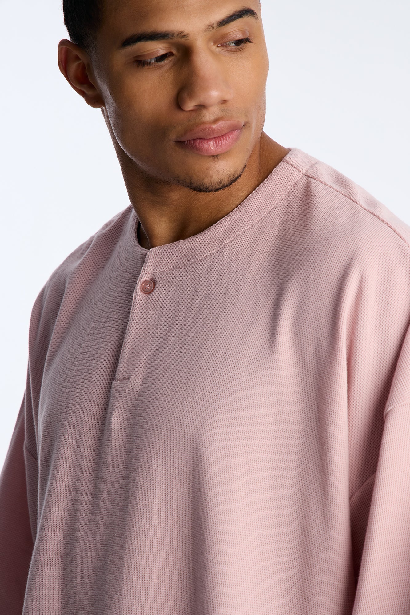 Relaxed Fit Classic Henley - Mauve