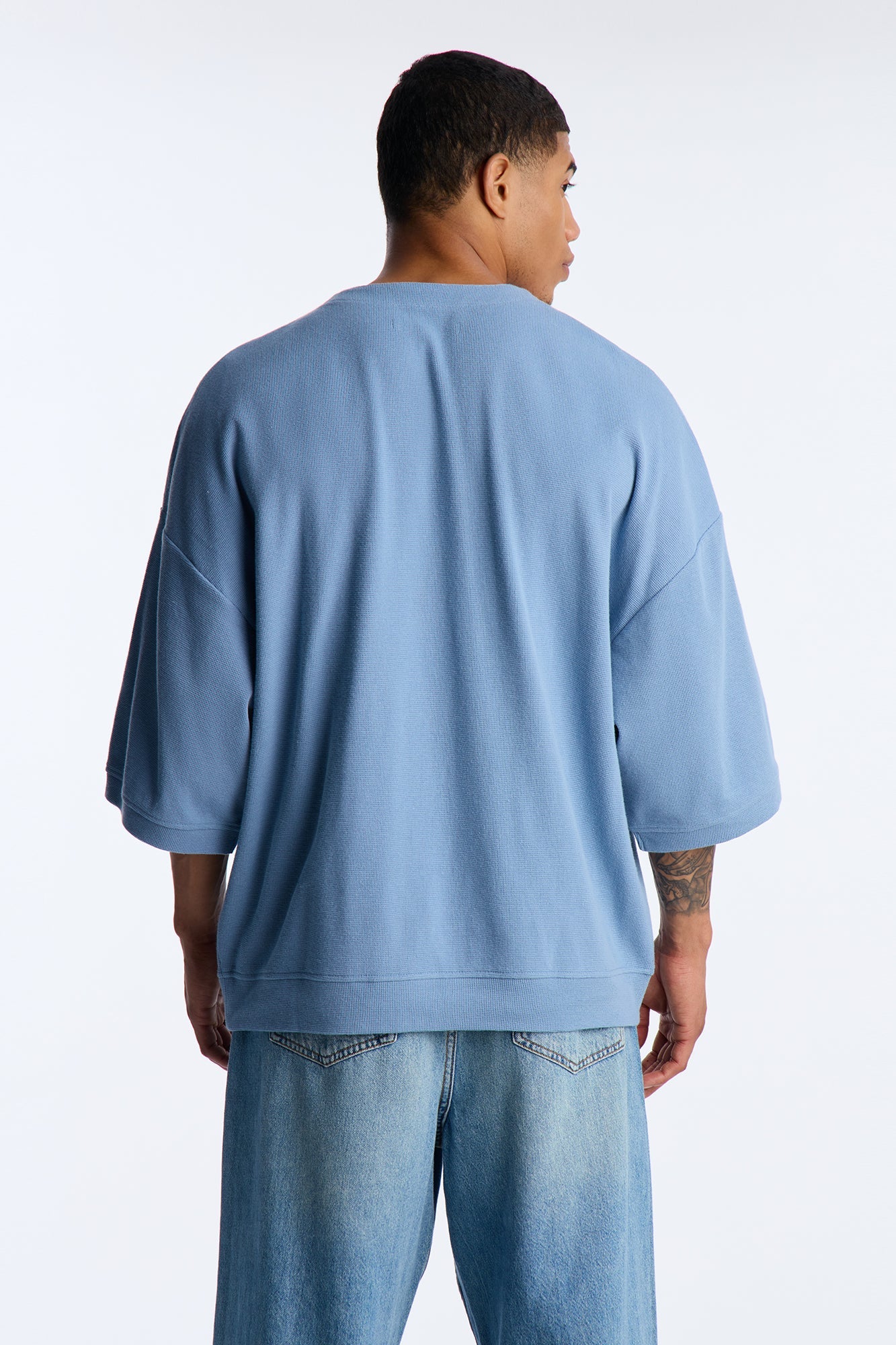 Relaxed Fit Classic Henley - Blue