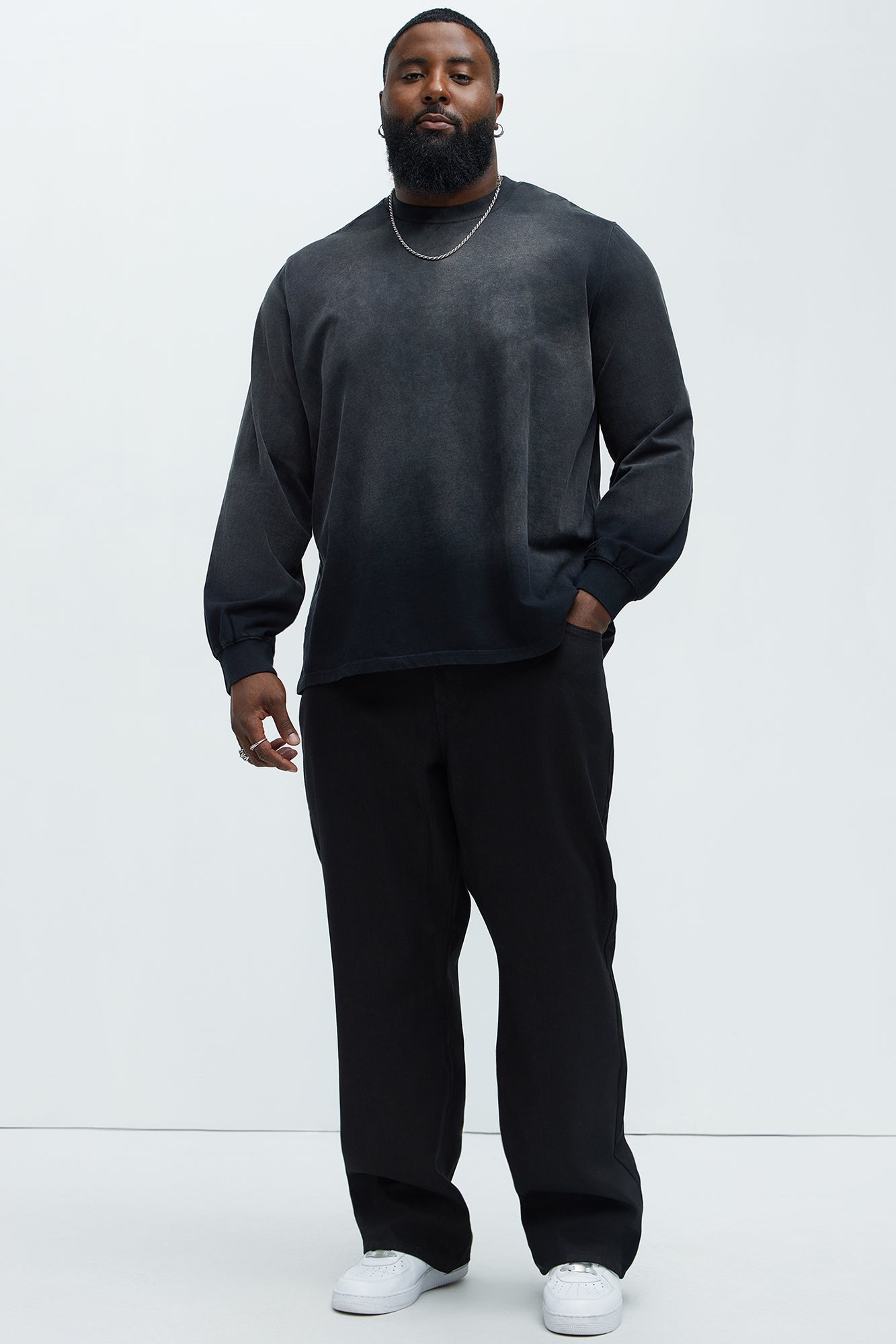 Dion Oversized Long Sleeve Tee - Black