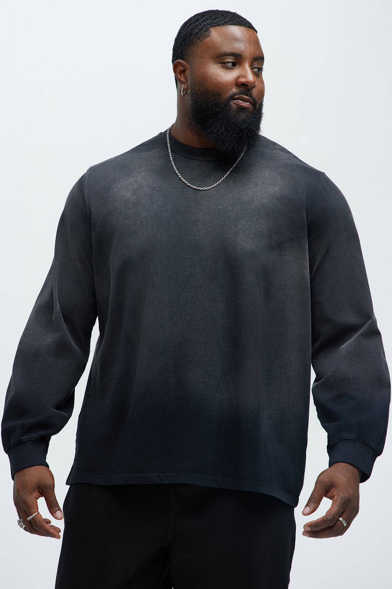 Dion Oversized Long Sleeve Tee - Black