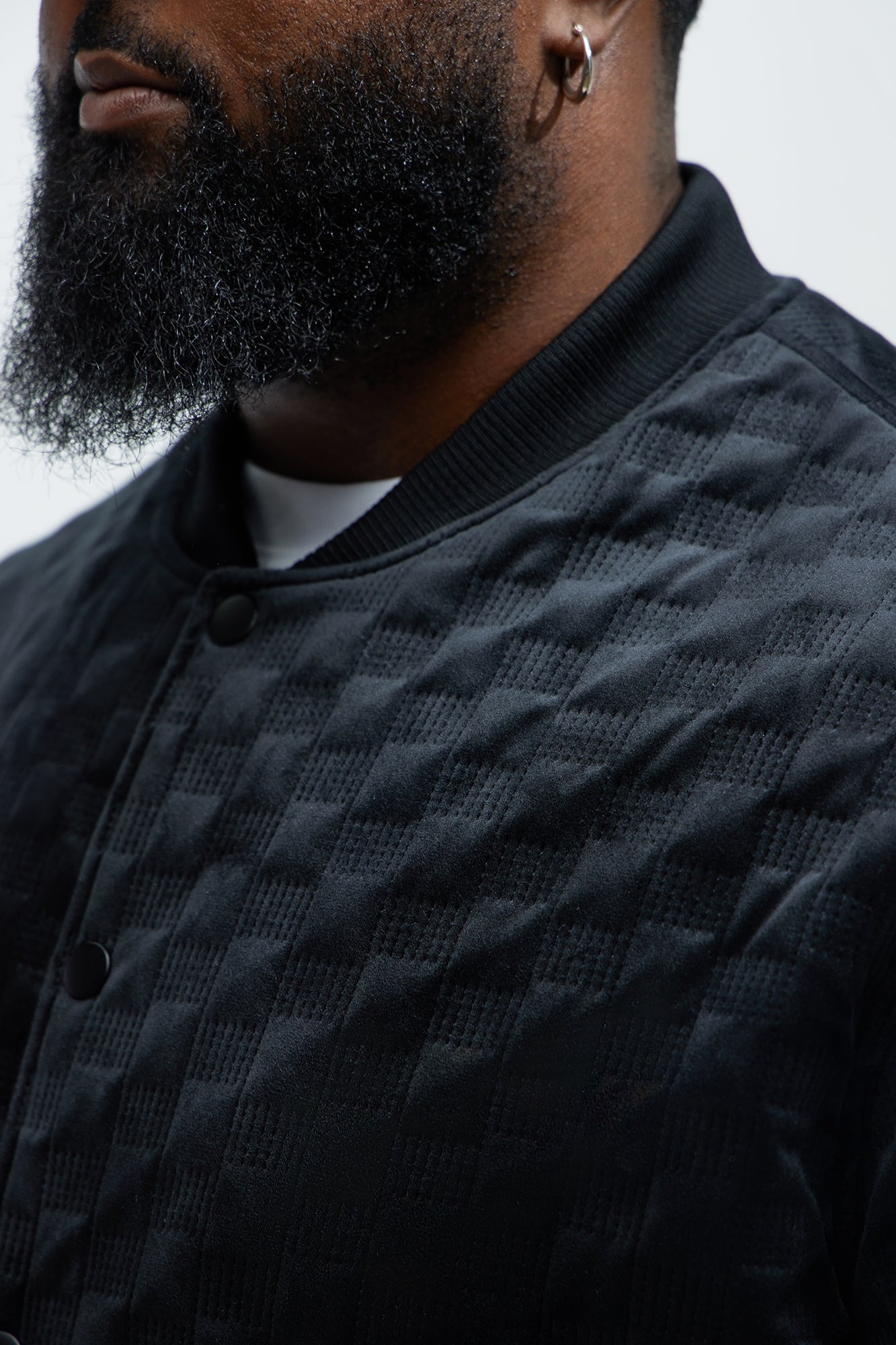 Bard Embossed Checker Bomber Jacket - Black