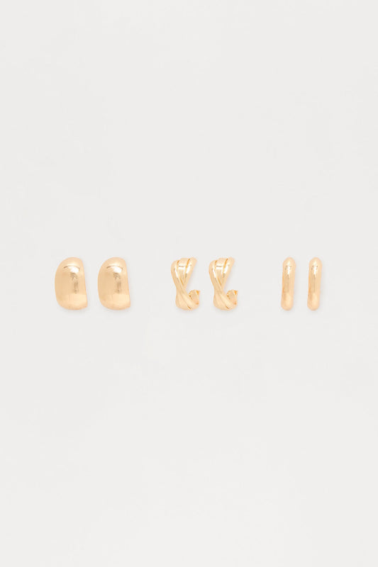 Onto You 3 Pair Earring Set - Gold